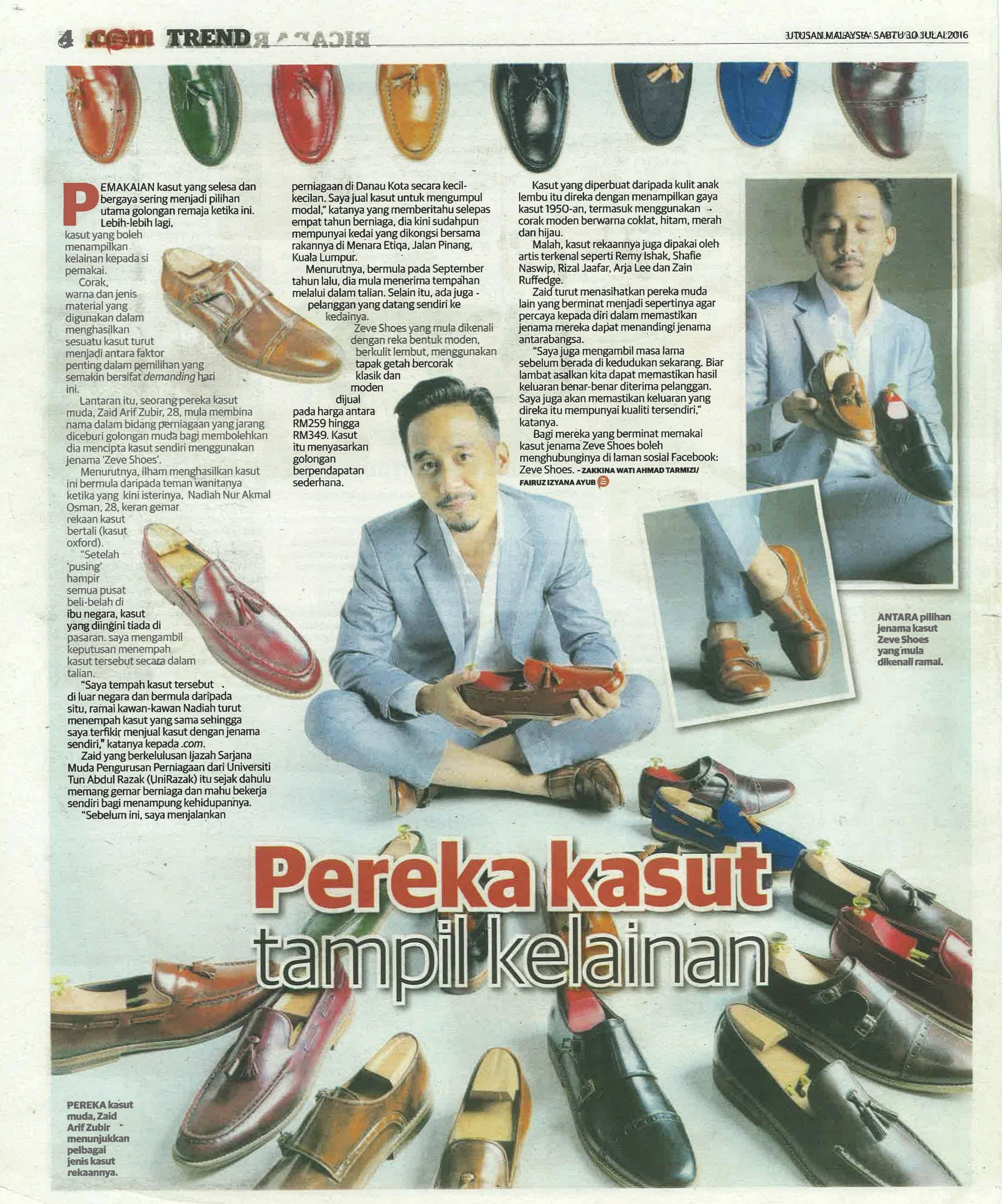 Zeve Shoes Featured in Utusan Malaysia