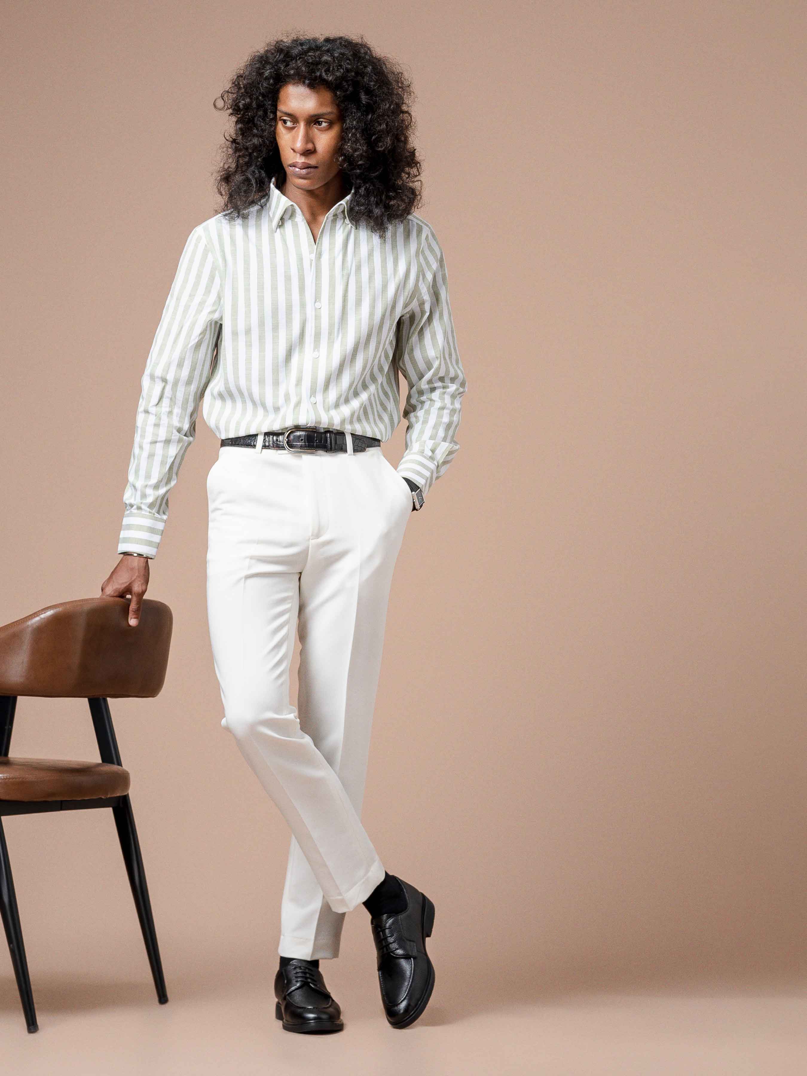Emanuel Striped Shirt - Green One-piece Collar
