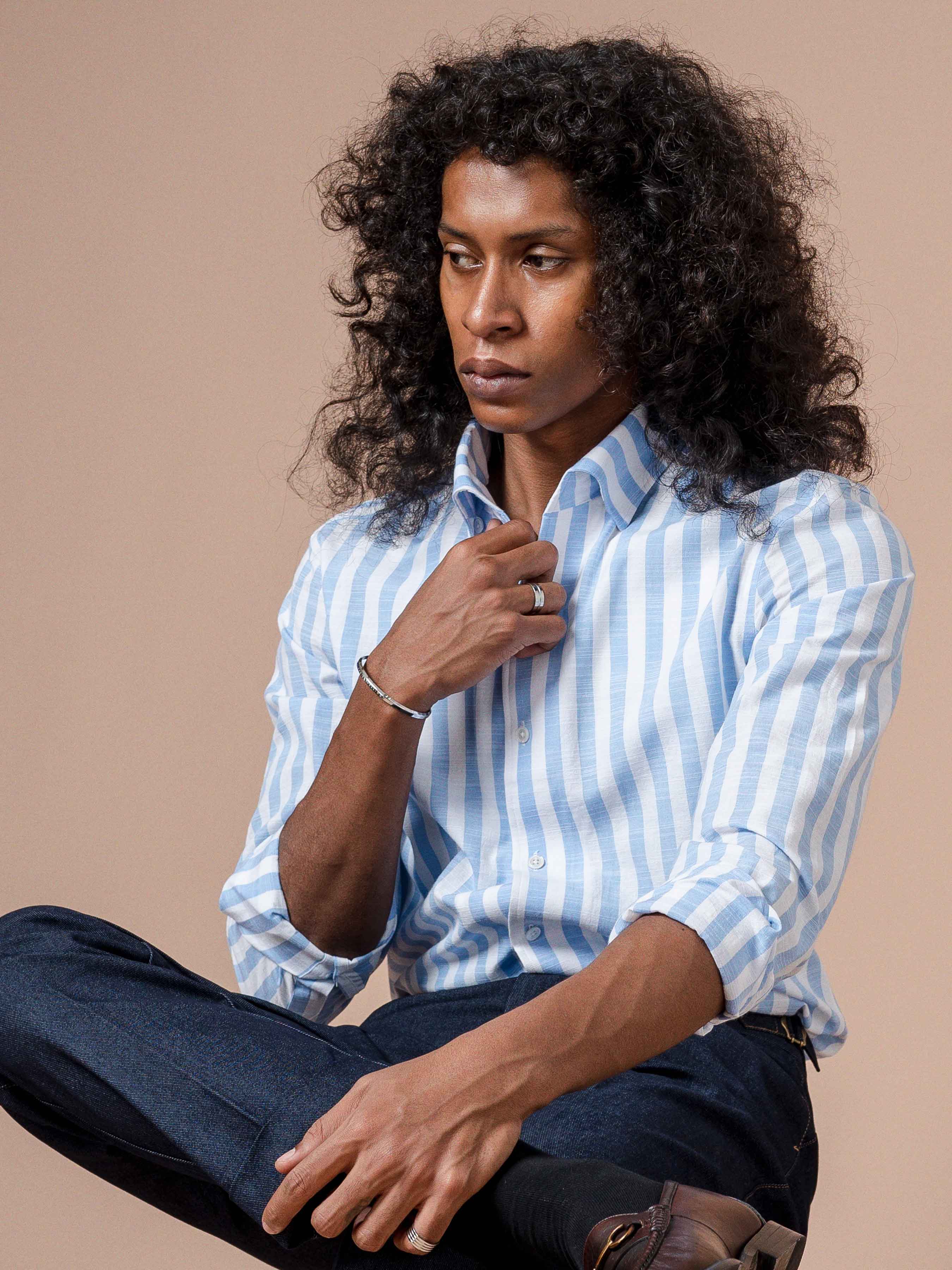 Emanuel Striped Shirt - Blue One-piece Collar