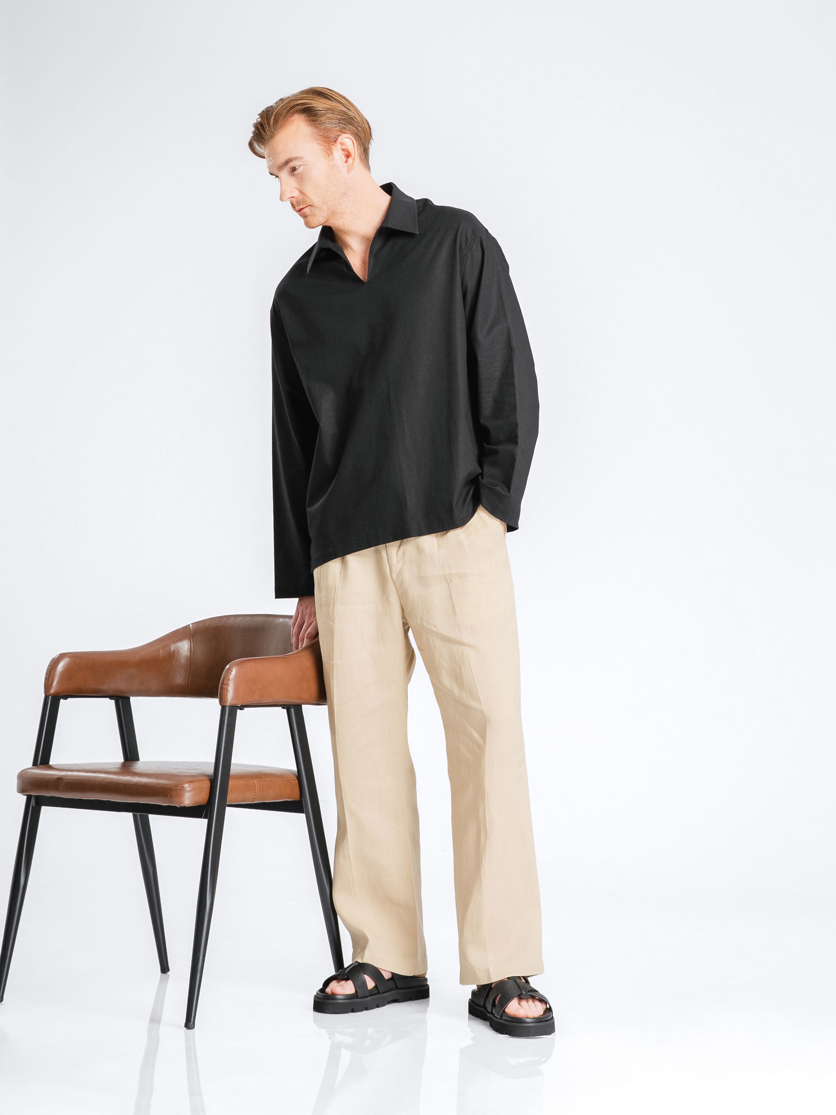 Aris Linen Shirt - Black