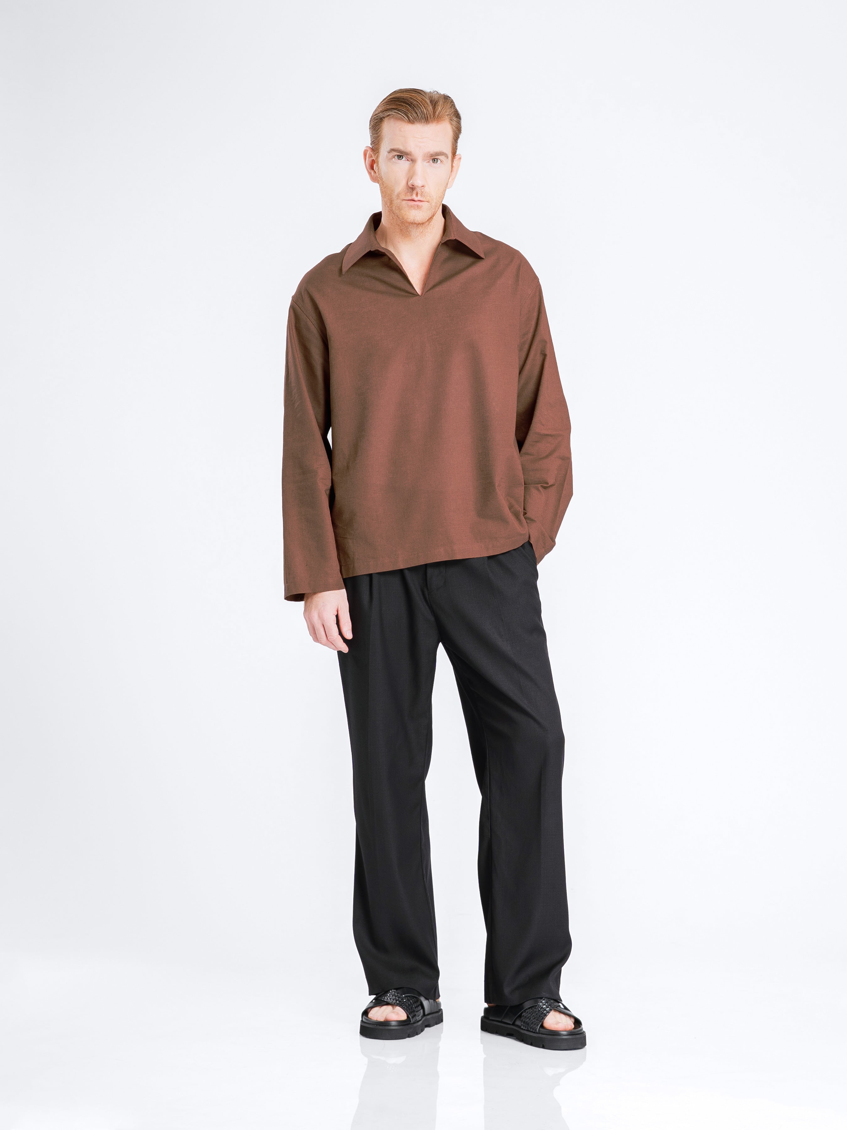 Aris Linen Shirt - Coffee