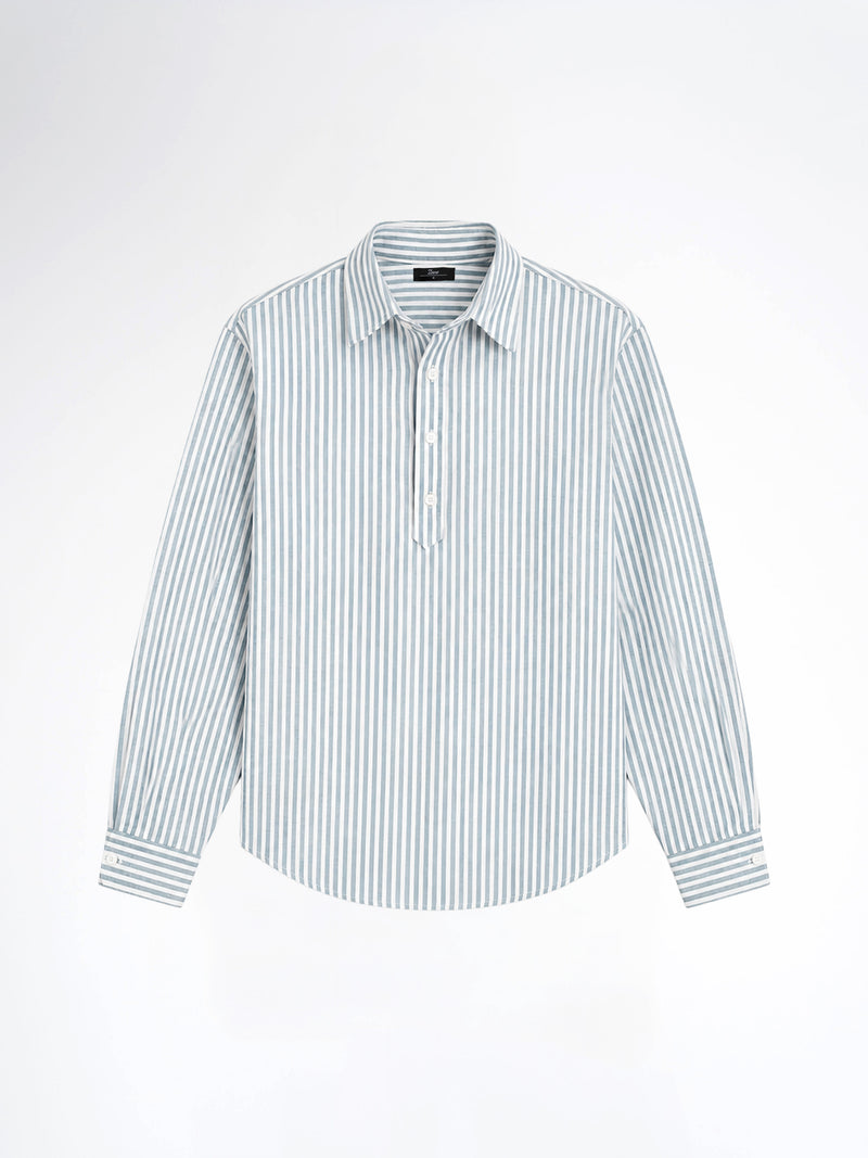 Armand Linen Shirt - White Blue Line (Stripe)