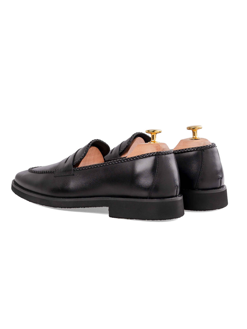 Back-Braided-Penny-Loafer-Solid-Black-_Crepe-Sole - Zeve