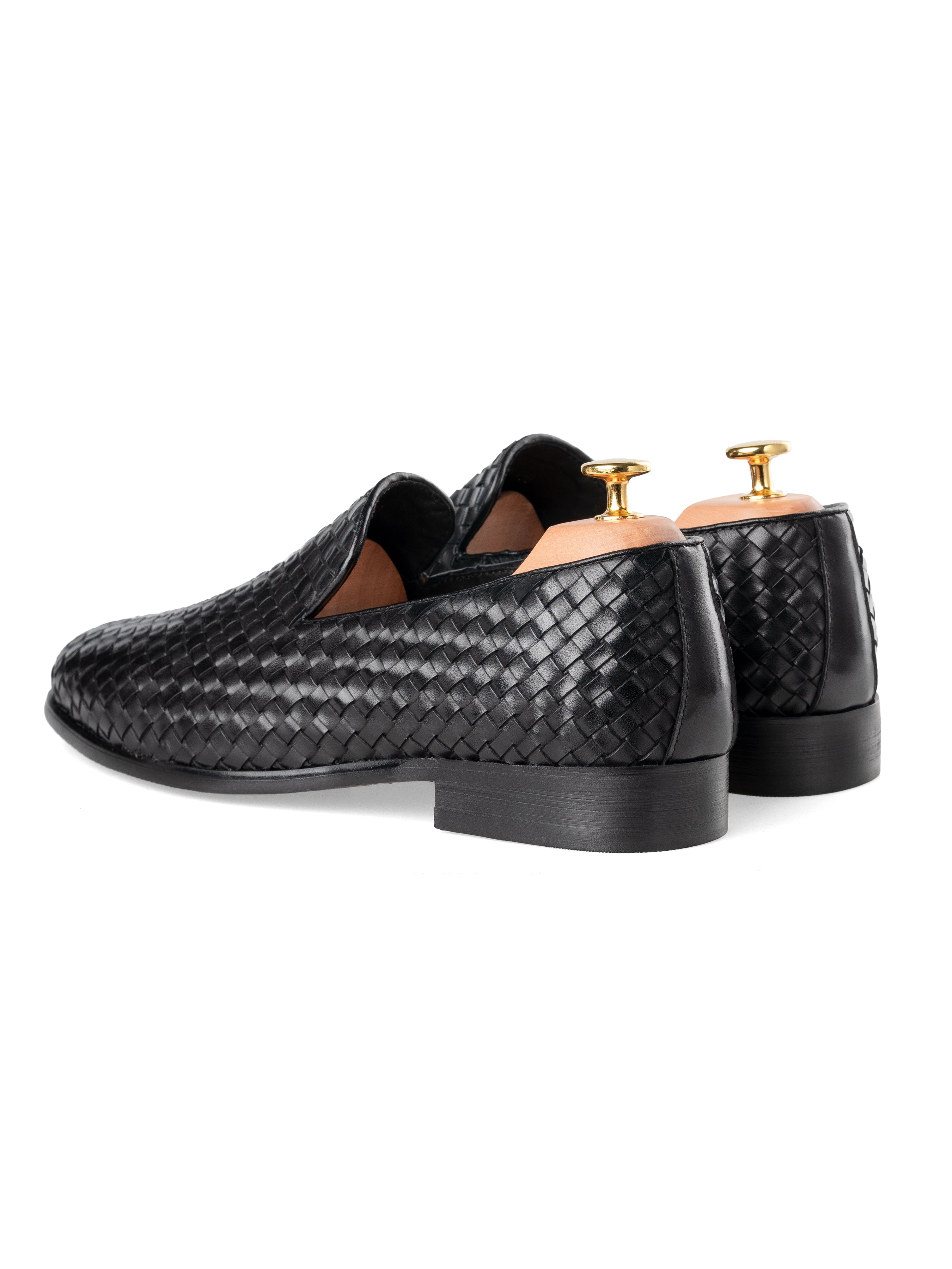 Back-Loafer-Slipper-Black-Weave - Zeve