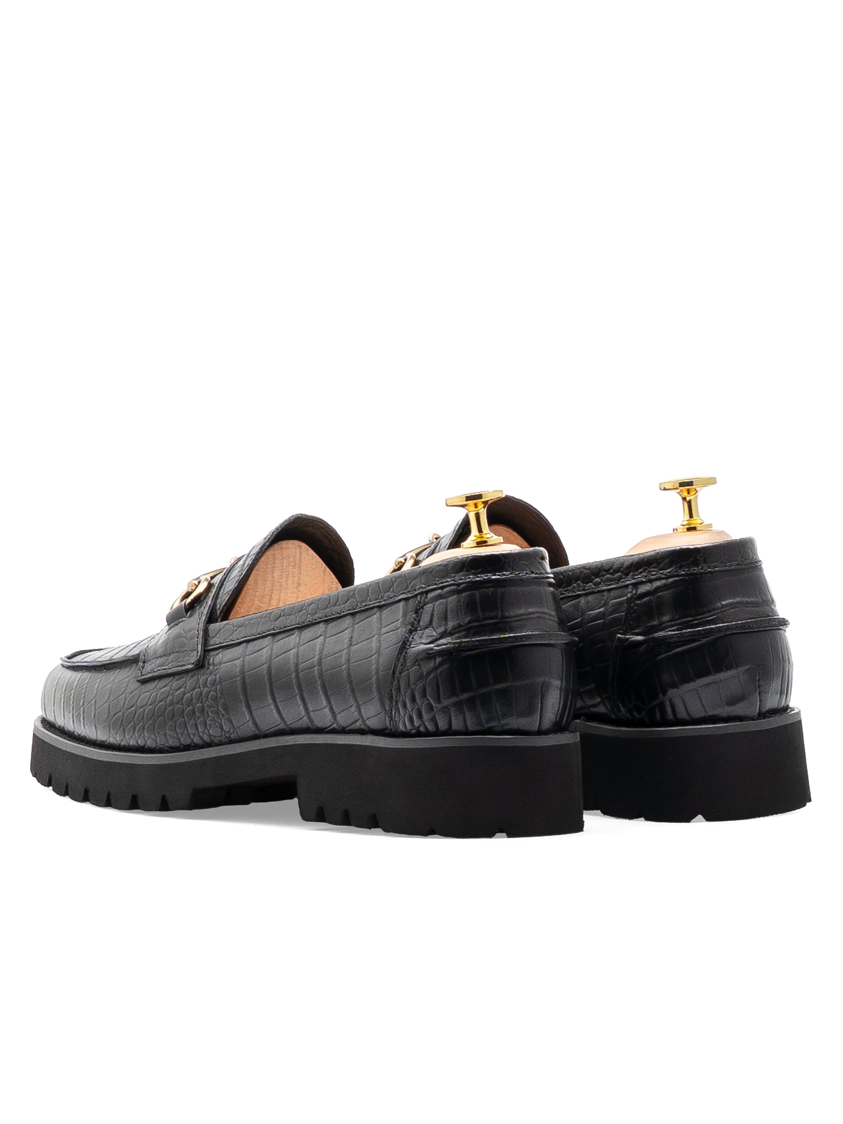 Maison Horsebit Loafer - Black Croco Leather (Eva Combat)