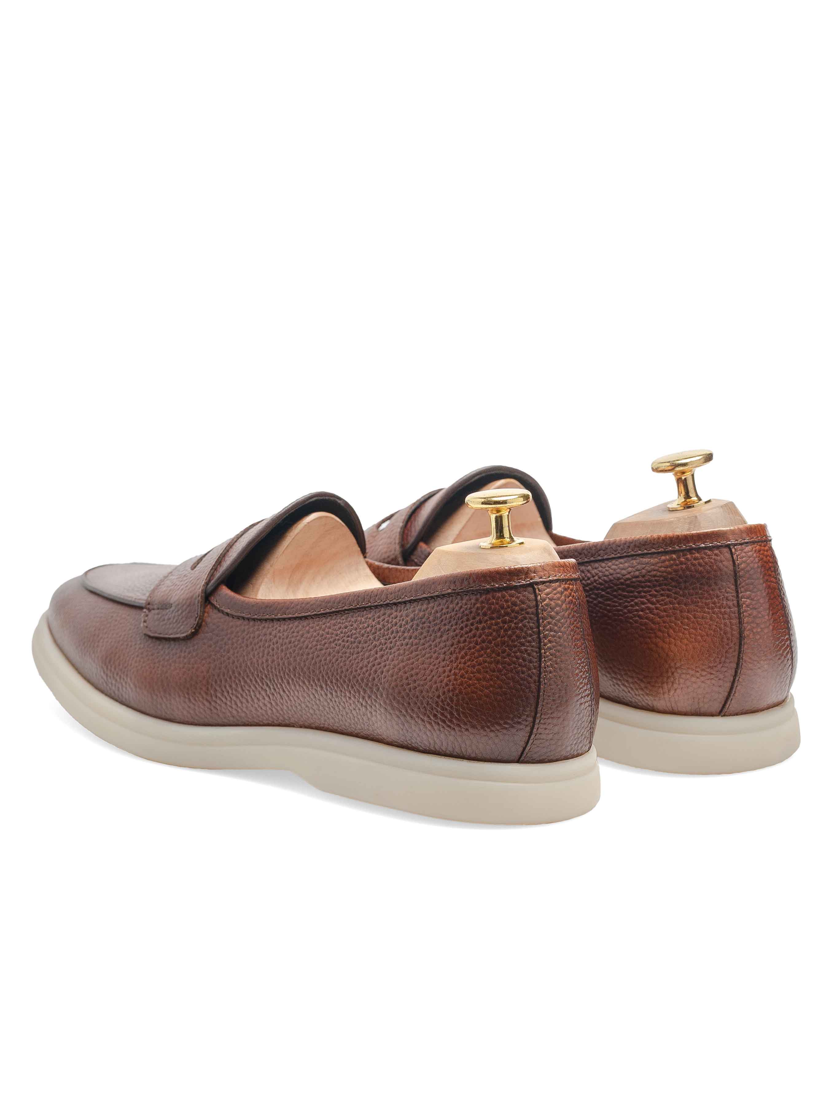 Pietro Belgian Loafer - Brown Pebble Grain Leather (Soflex Sole)