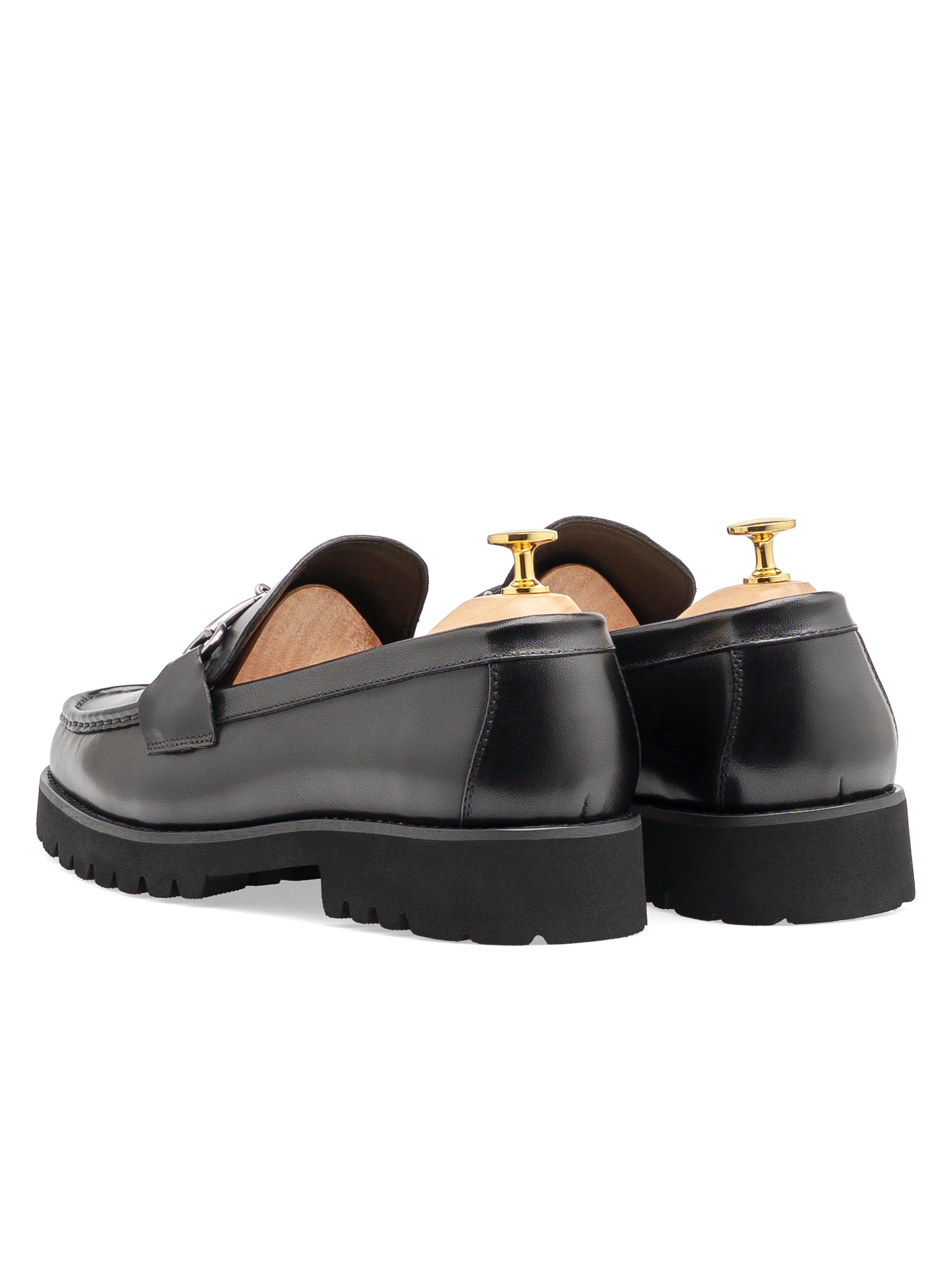 Penny Loafer Horsebit Silver Buckle- Black Leather (Eva Combat)