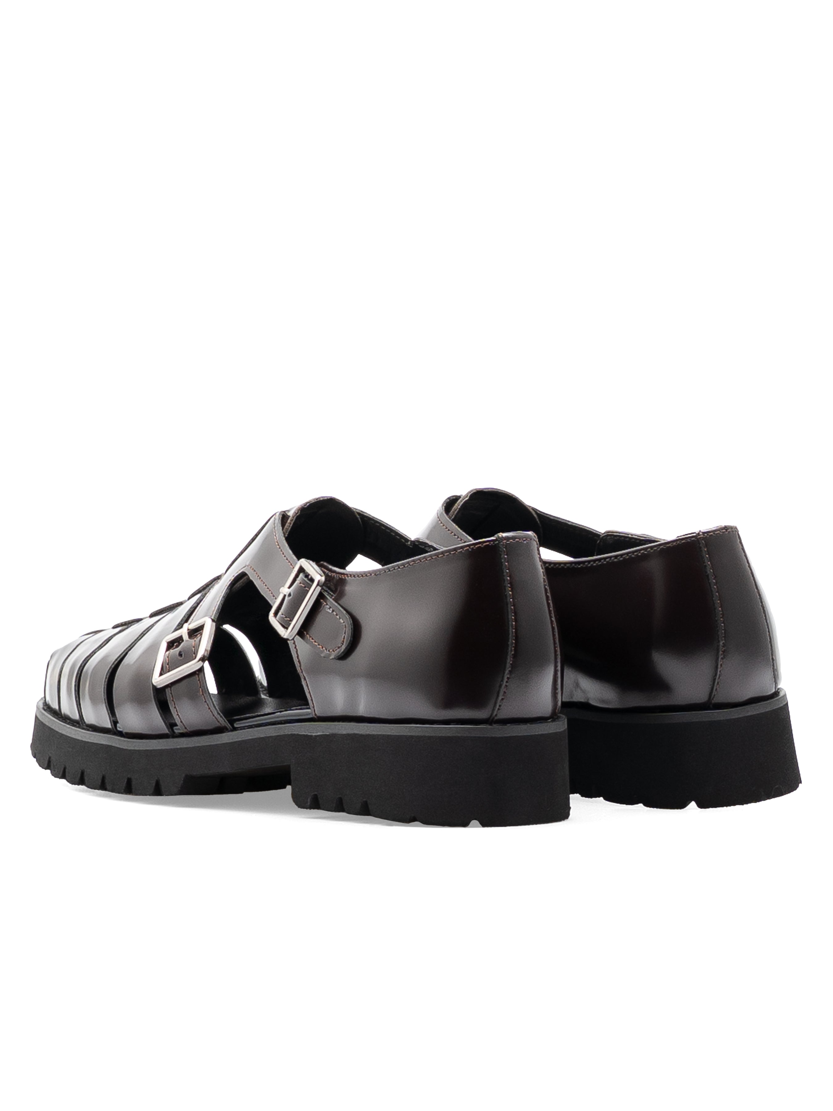 BackVenetoSandalDarkBrownPolishedLeather_EVACombat - Zeve