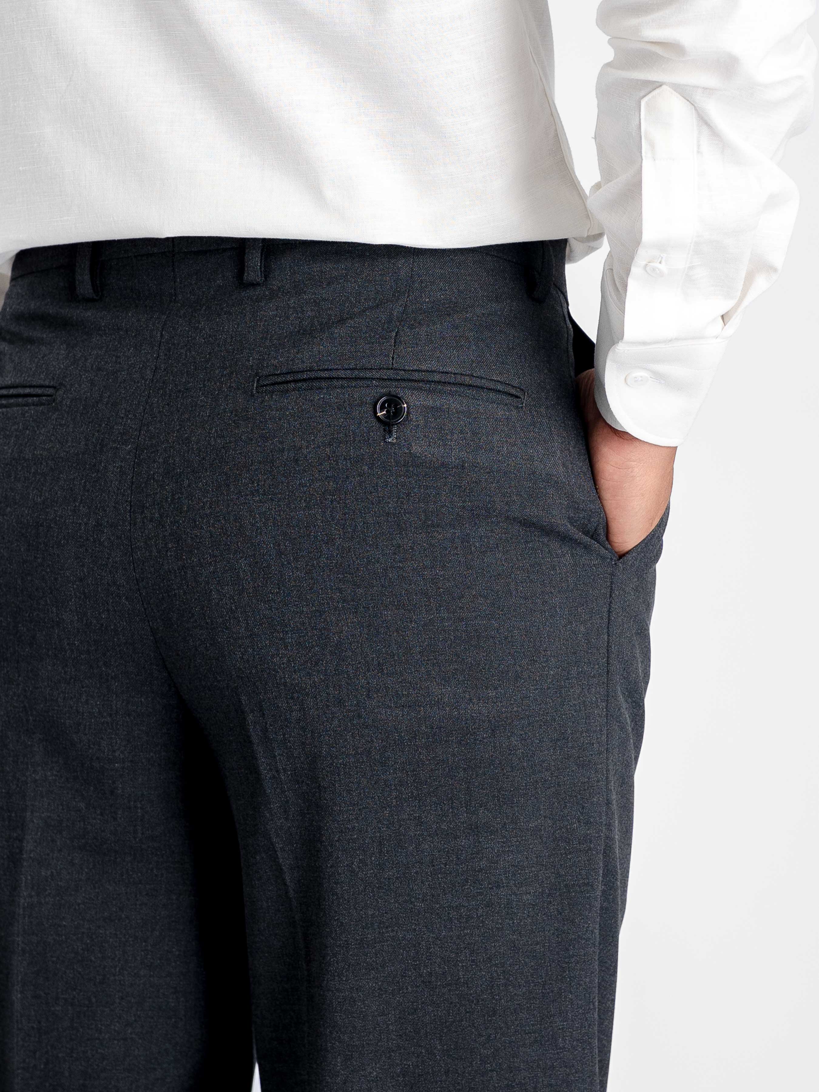 Vicolo Trousers With Belt Loop - Dark Grey (Wide Fit)
