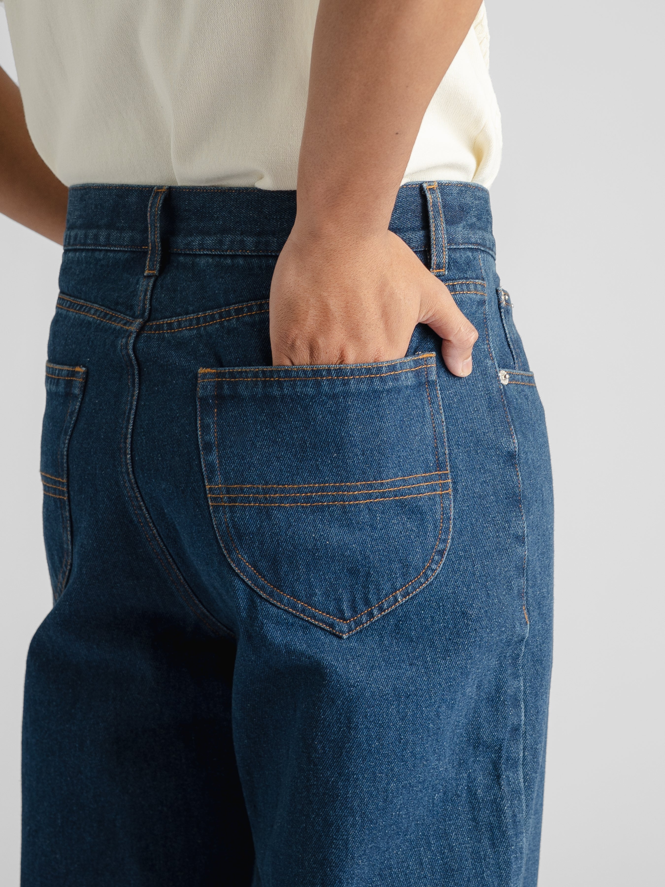 Palermo High Waisted Jeans - Dark Blue (Wide Fit)