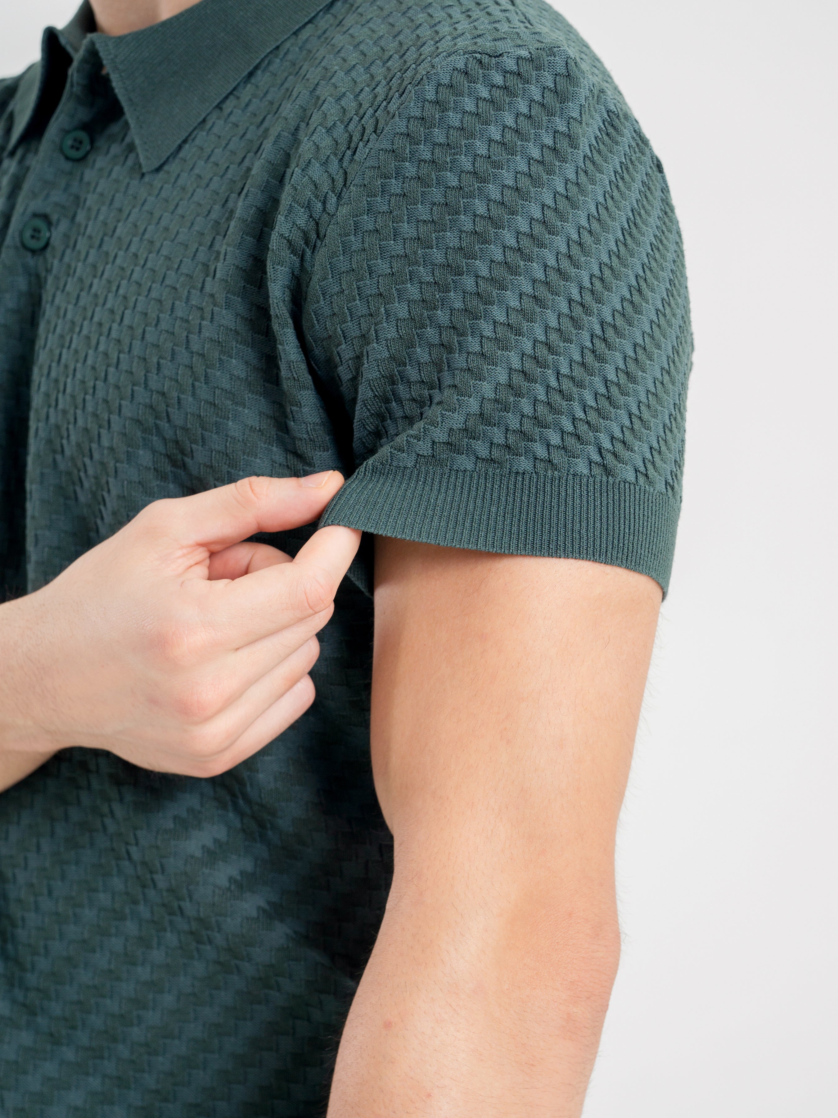 Basketweave-Knit-Polo-Tee-Forest-Green_05_326dcac5-7a6b-44d5-9a36-9a97cc866c94 - Zeve