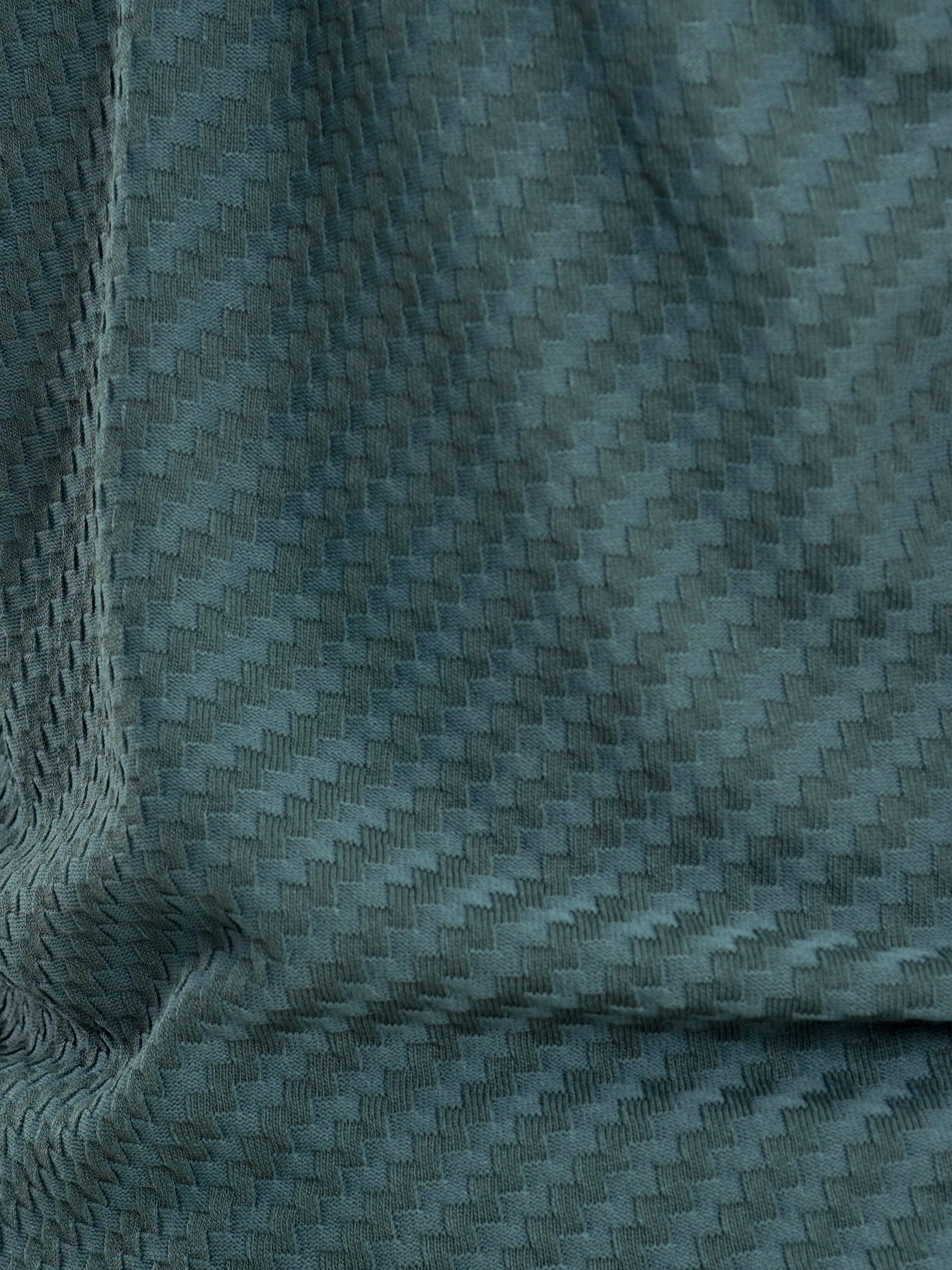Basketweave Knit Polo Tee - Forest Green