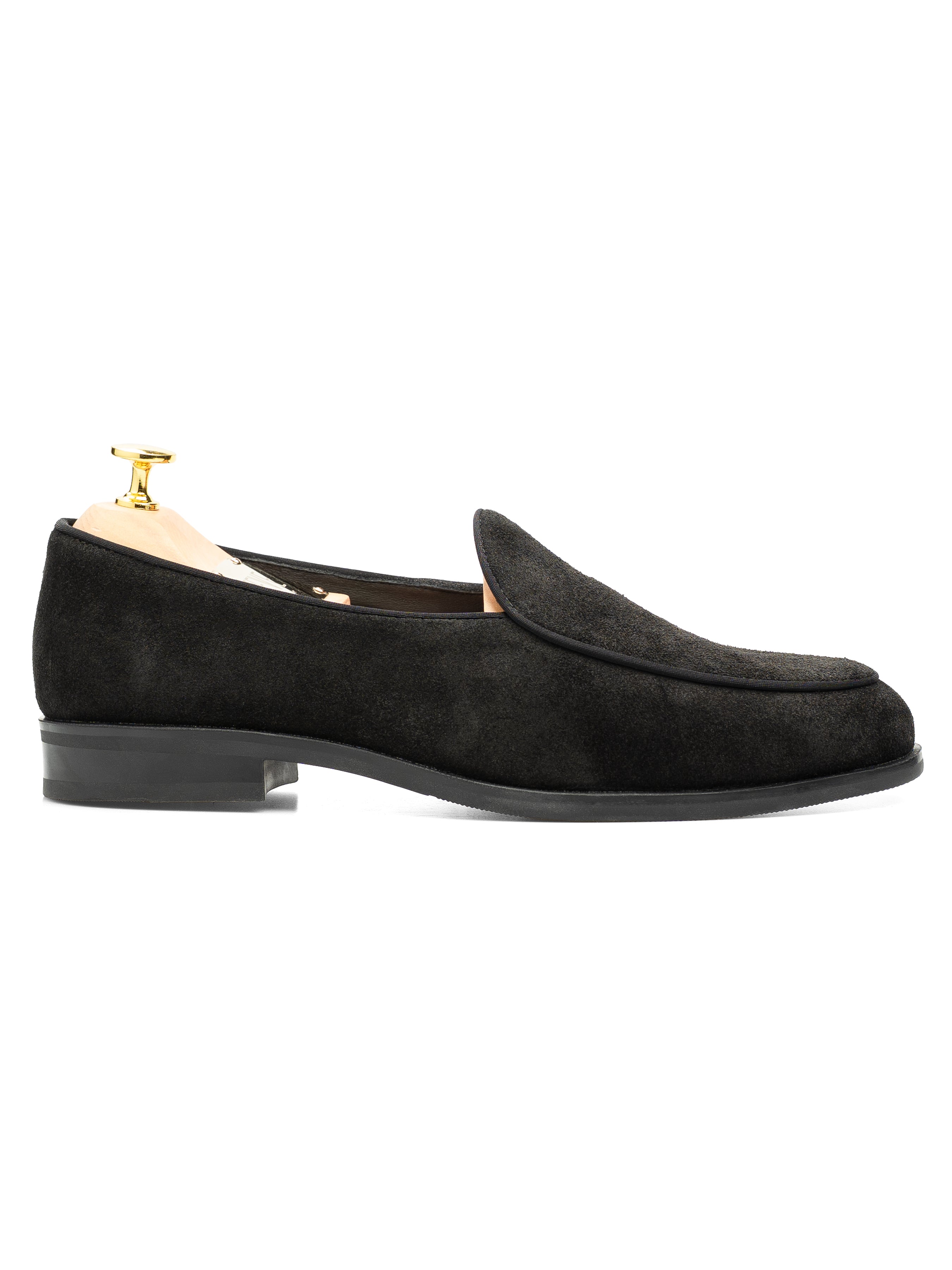 Belgian Loafer - Black Suede Leather