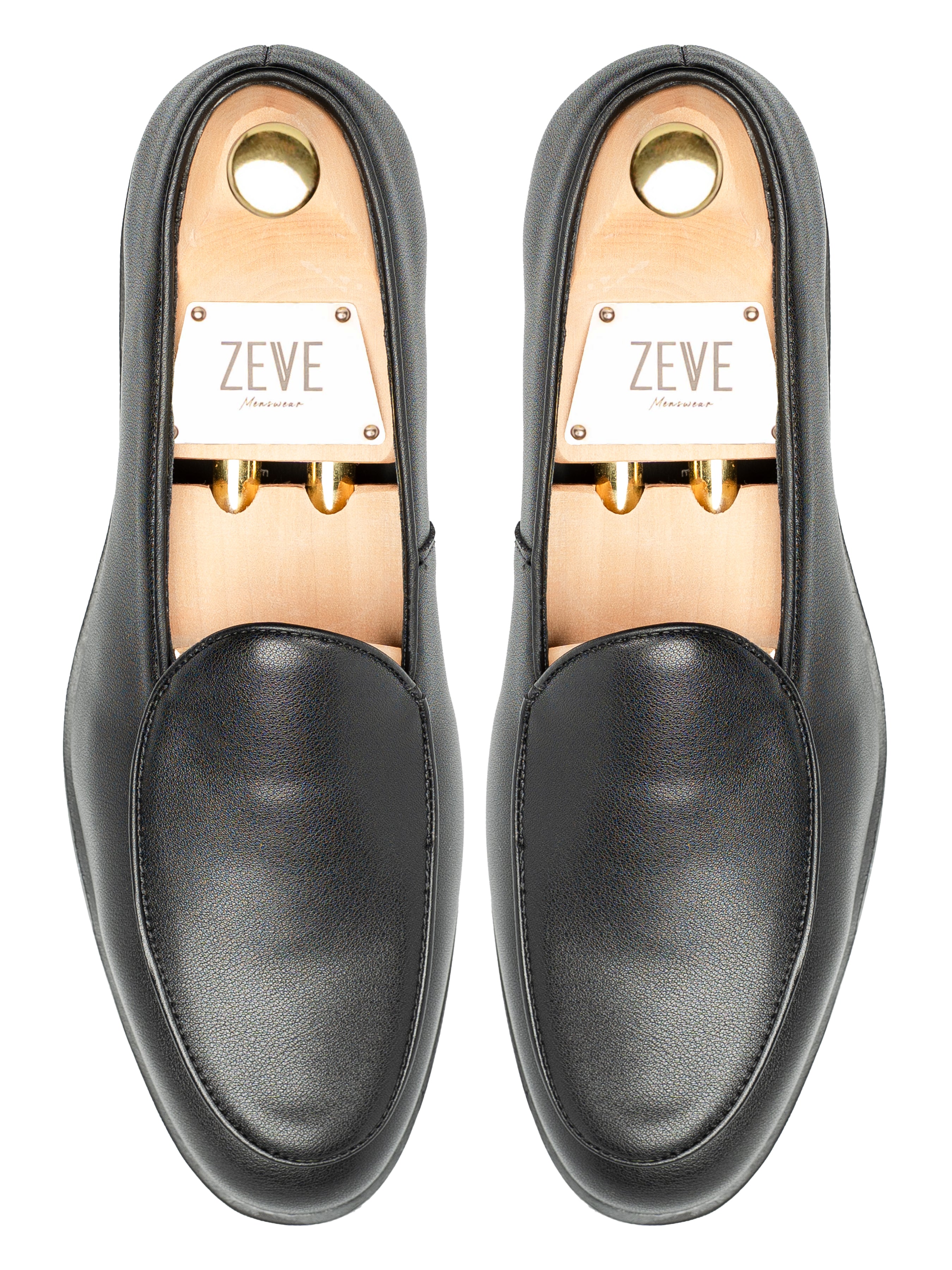 BelgianLoaferSolidBlackLeatherTop - Zeve