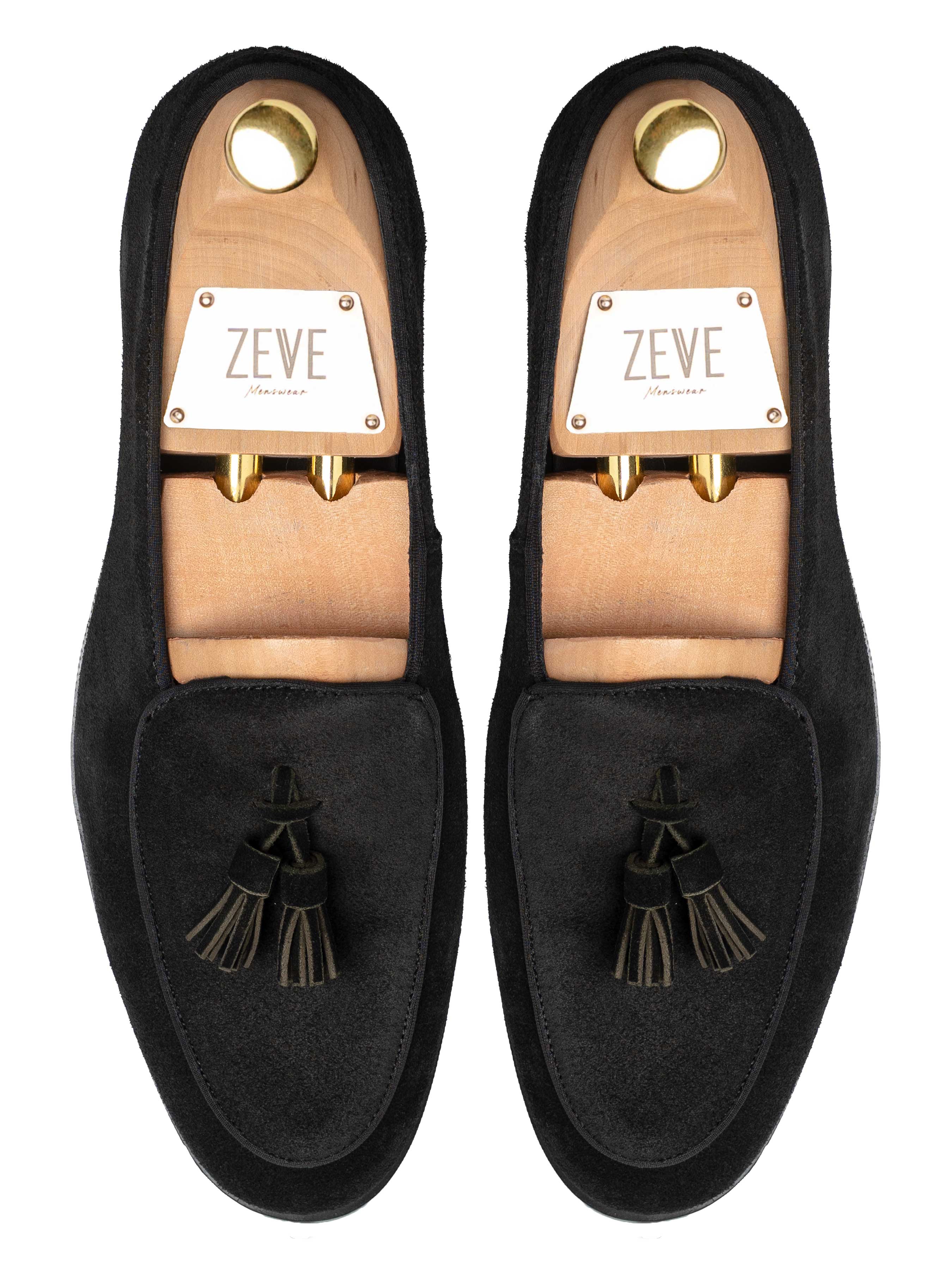 BelgianTasselBlackSuedeLeatherTop - Zeve