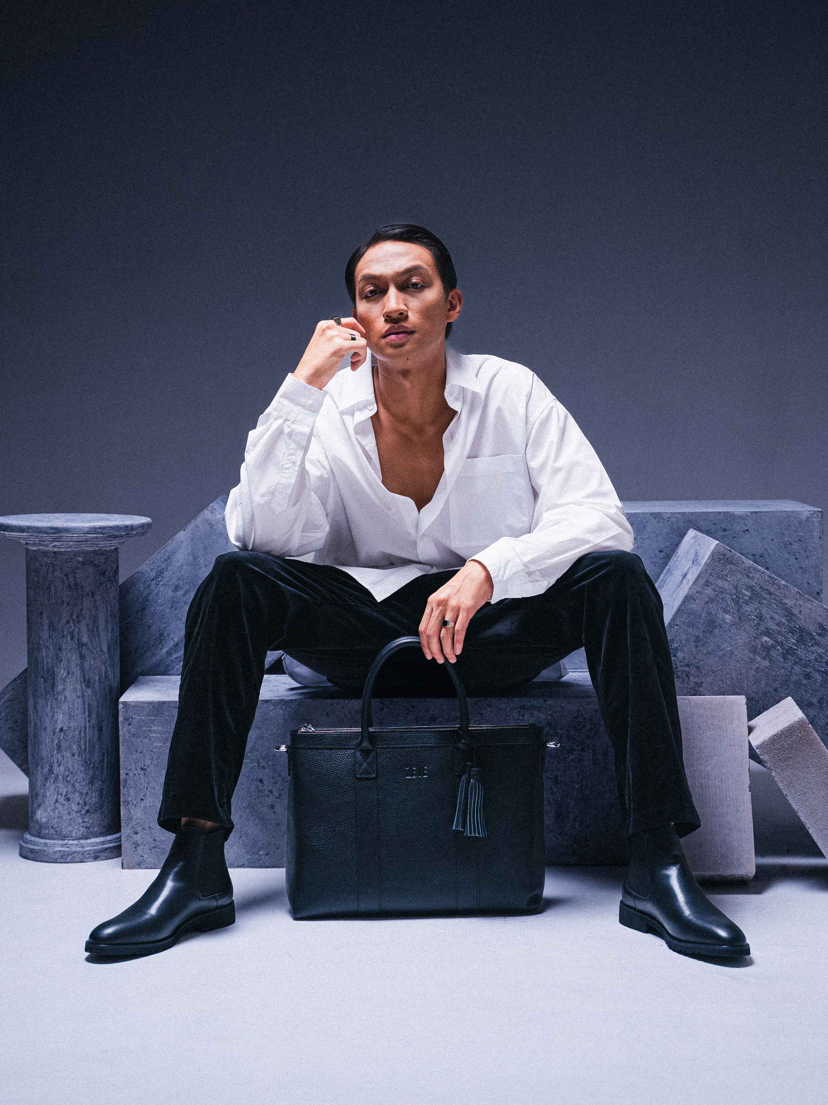 Bellagio Briefcase - Black Pebble Grain Leather