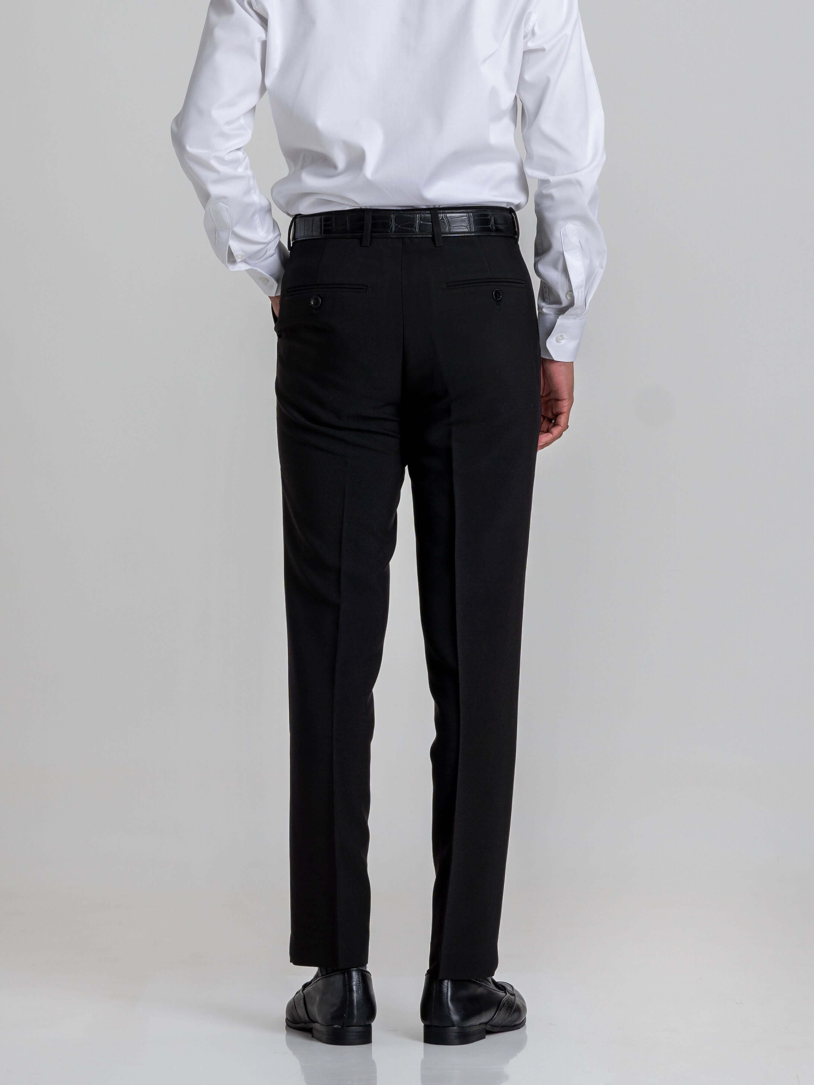 Trousers With Belt Loop - Deep Black Plain (Slim Straight)