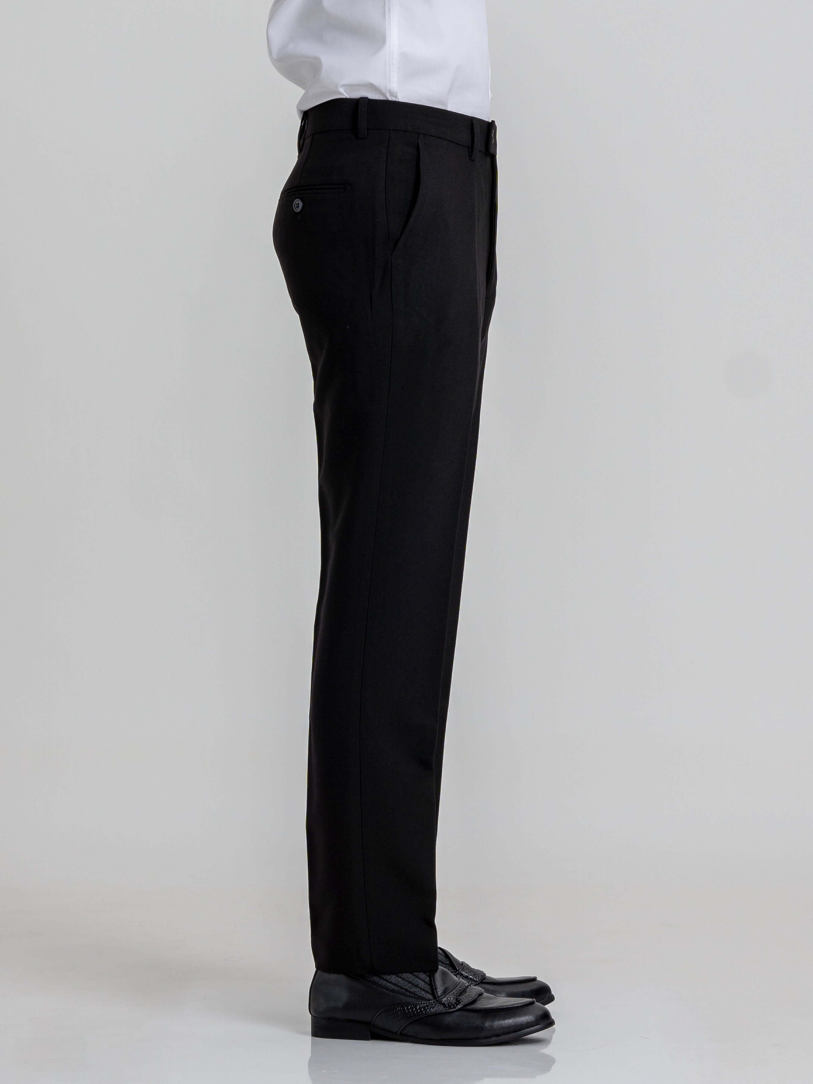 Trousers With Belt Loop - Deep Black Plain (Slim Straight)