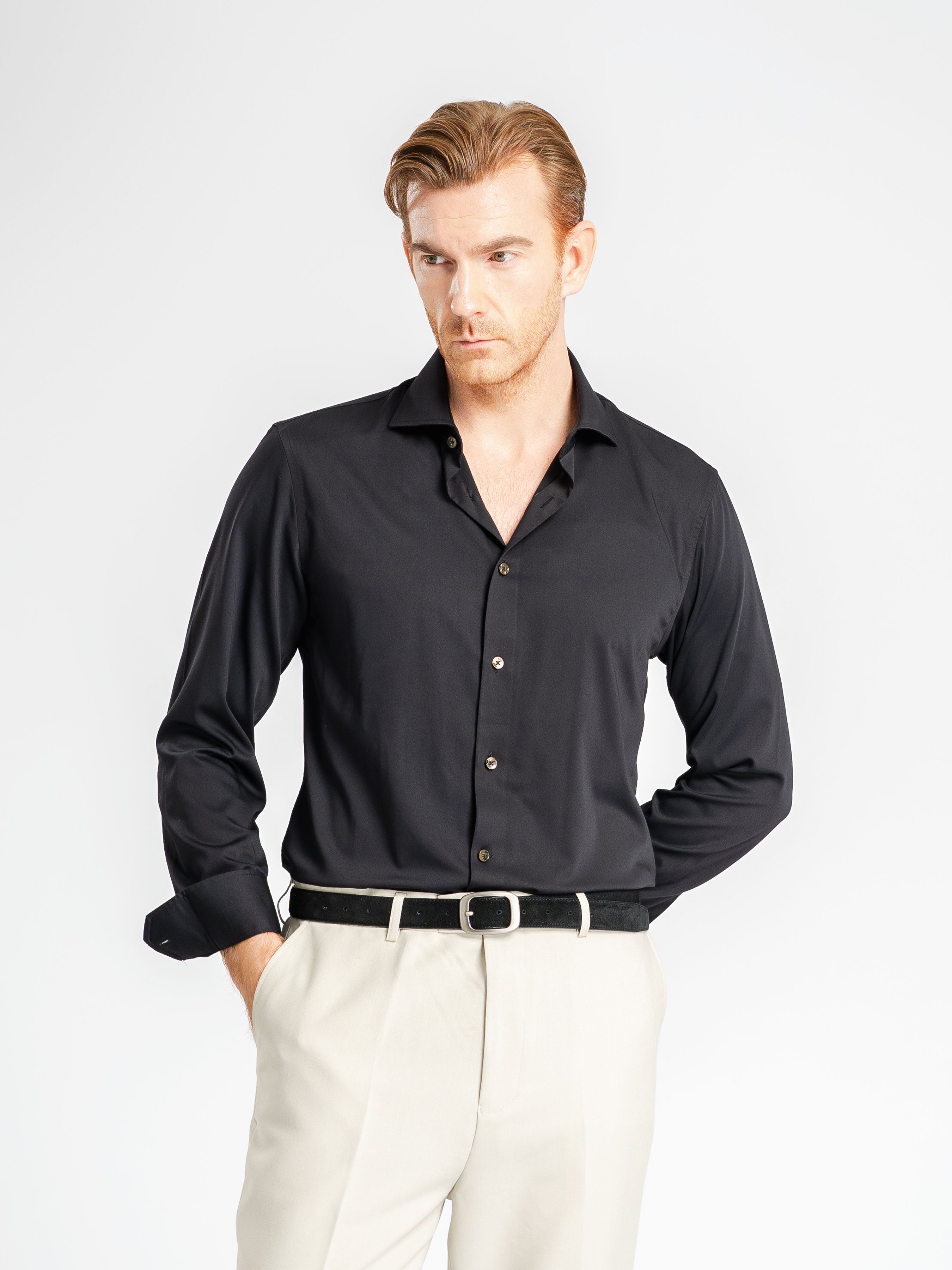 Capri Formal Shirt - Black Windsor Collar