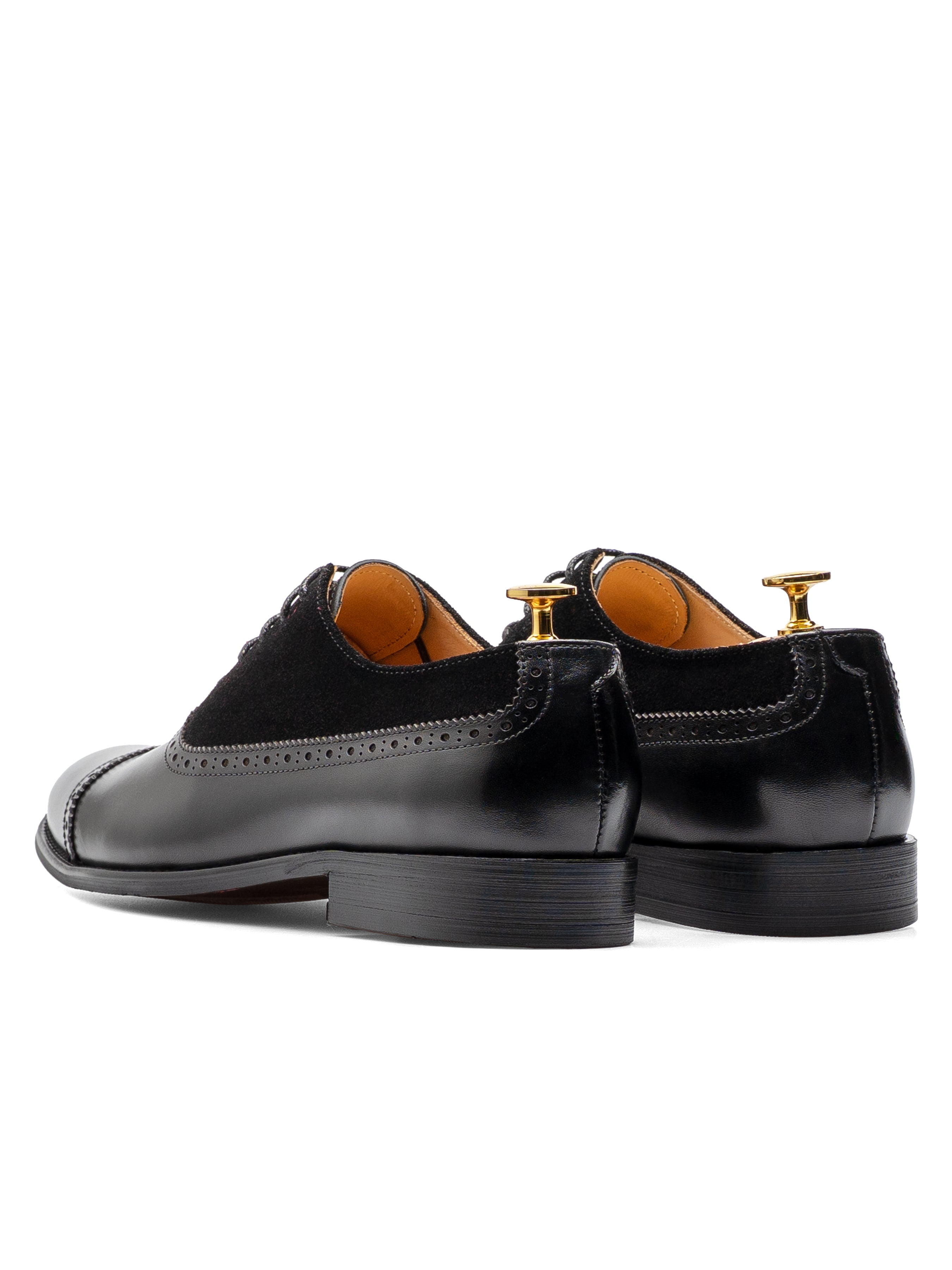 Cavallo Oxford Cap Toe - Solid Black & Suede Leather