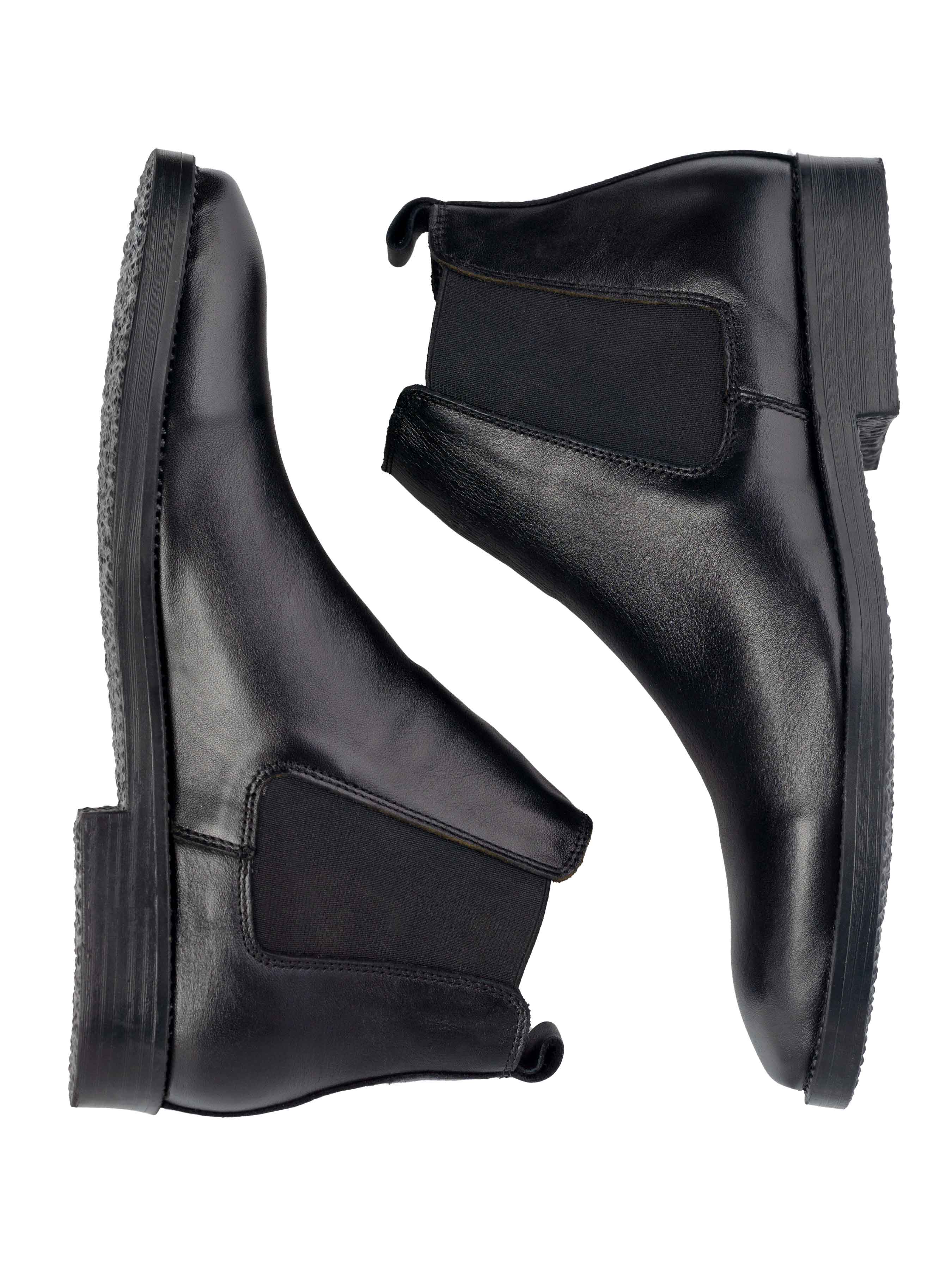 Chelsea Boots - Solid Black Leather (Crepe Sole)