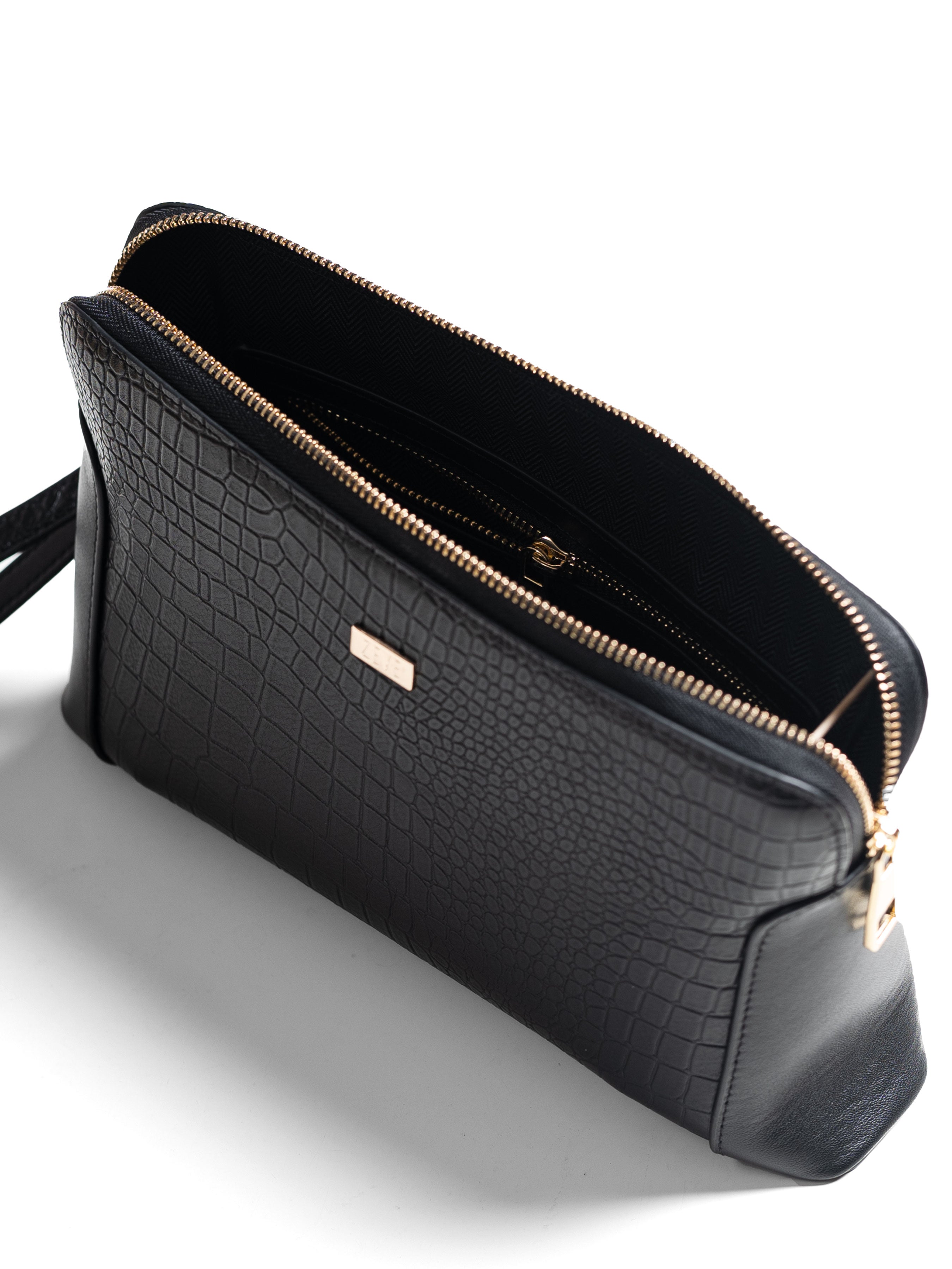 Aurelio Clutch - Black Croco Leather