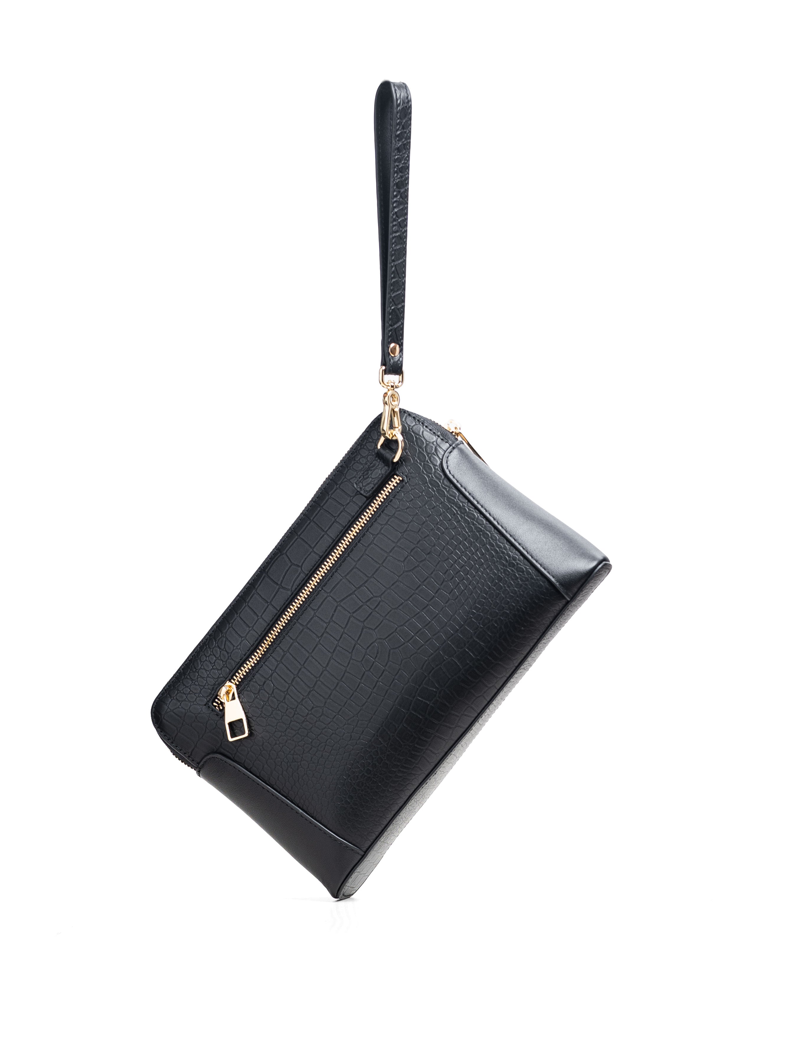 Aurelio Clutch - Black Croco Leather