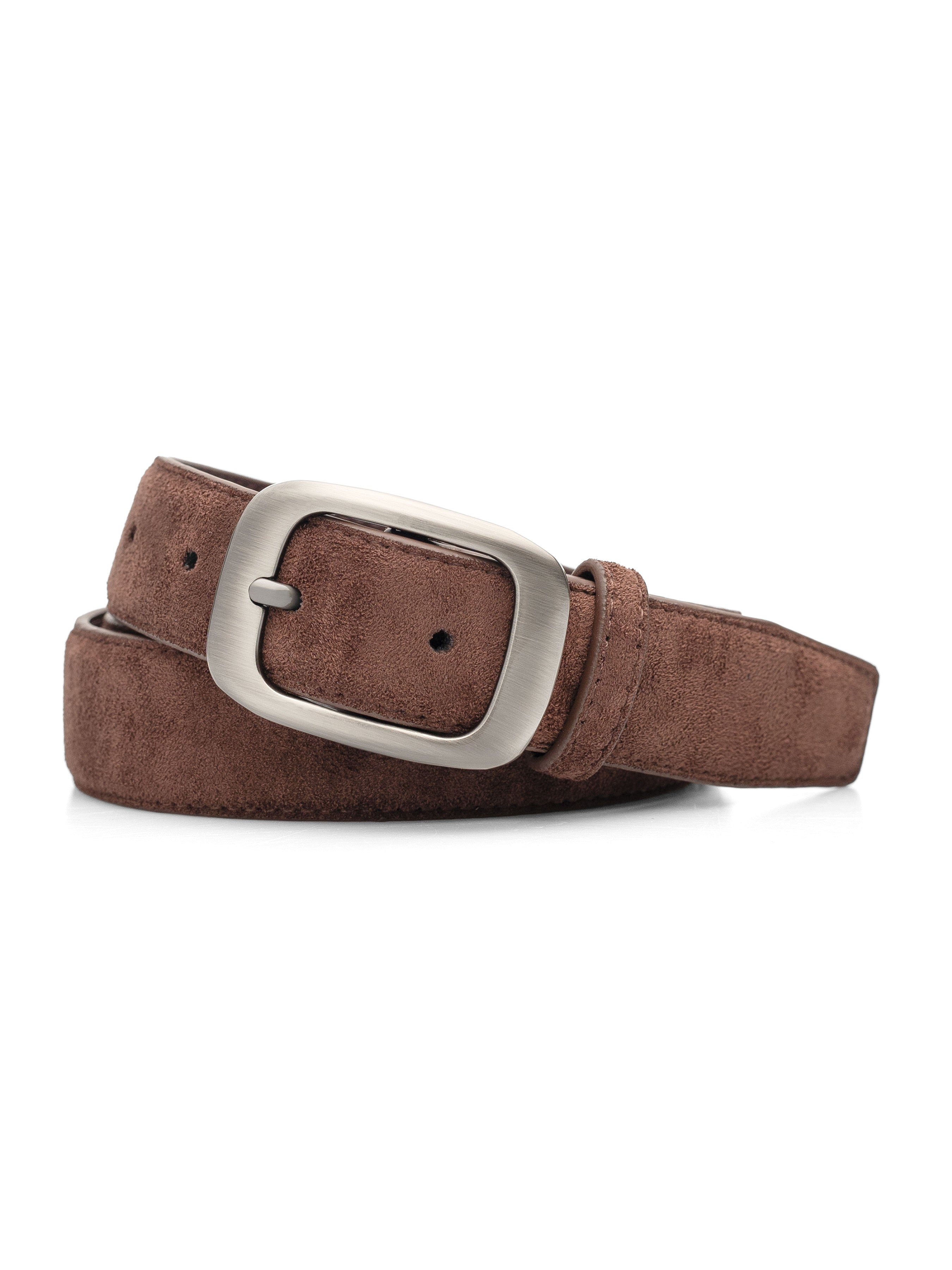 Suede Leather Belt with Palladium-Toned Buckle