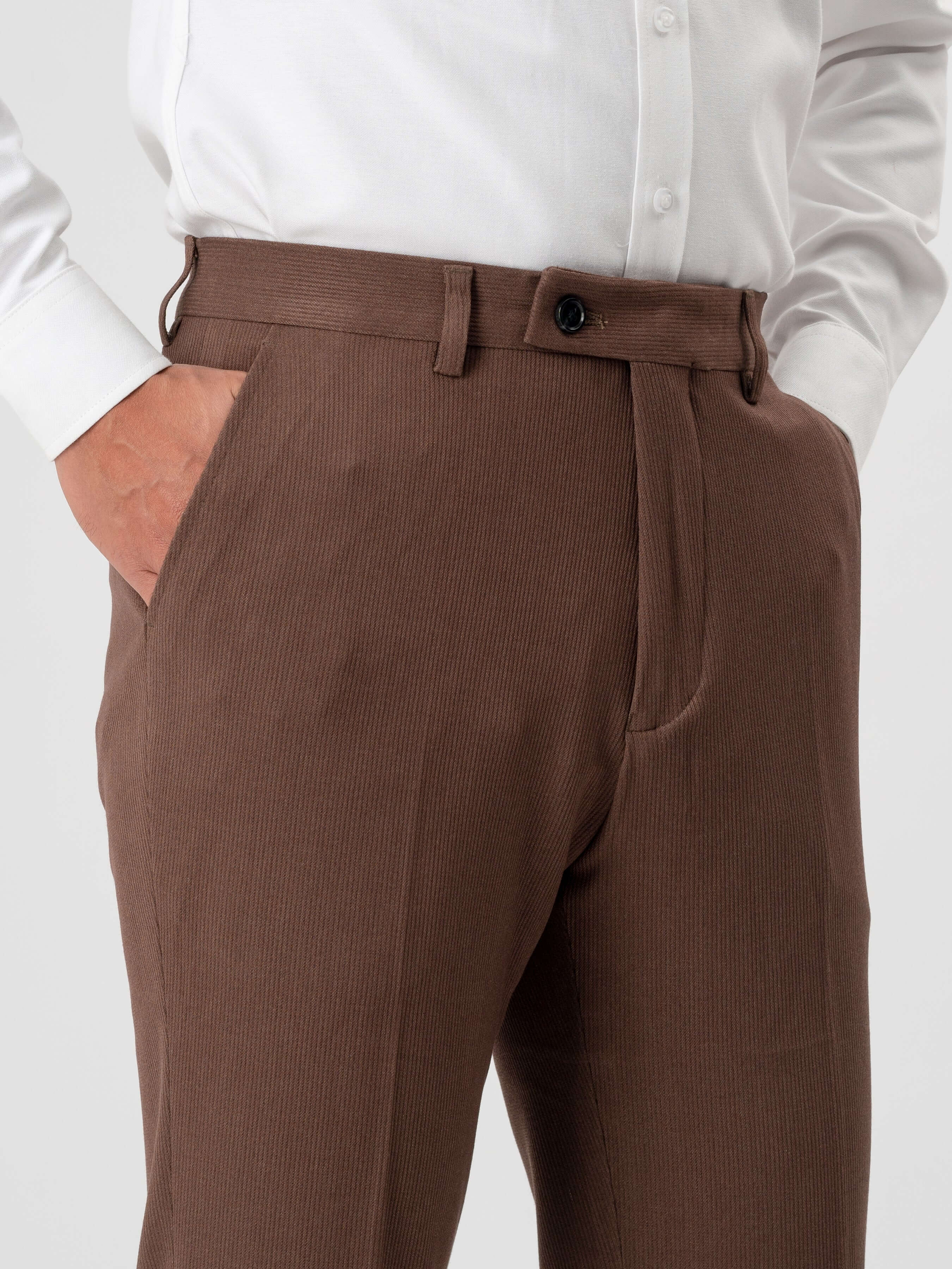 Trousers With Belt Loop - Corduroy Coffee (Slim Straight)