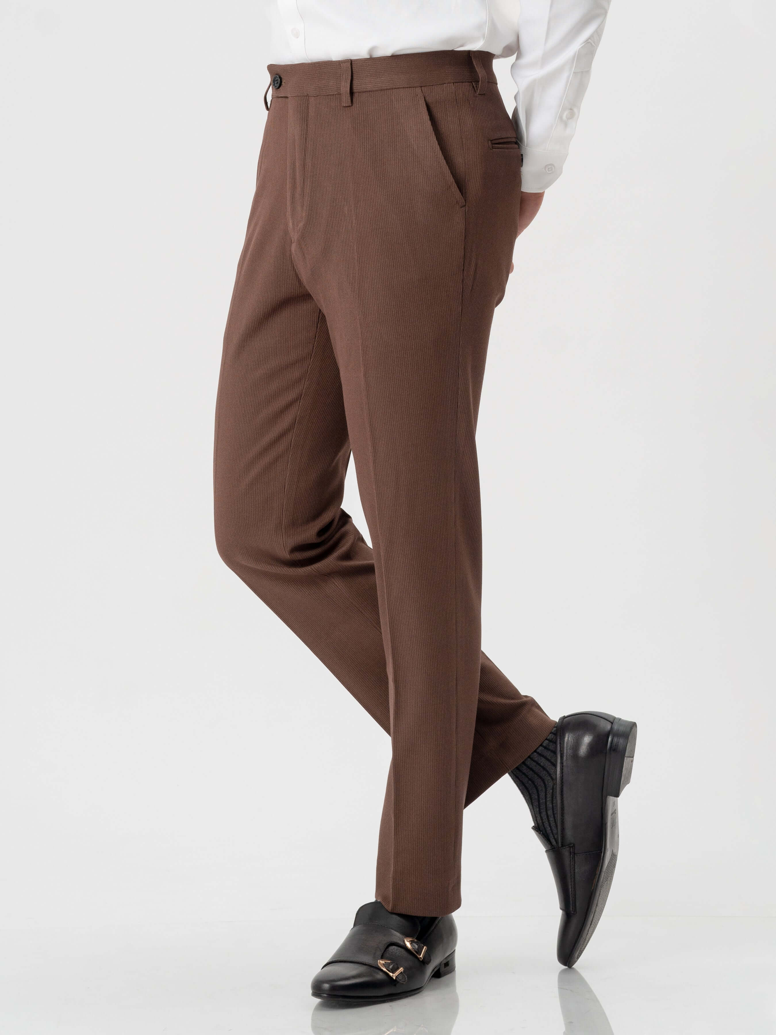 Trousers With Belt Loop - Corduroy Coffee (Slim Straight)