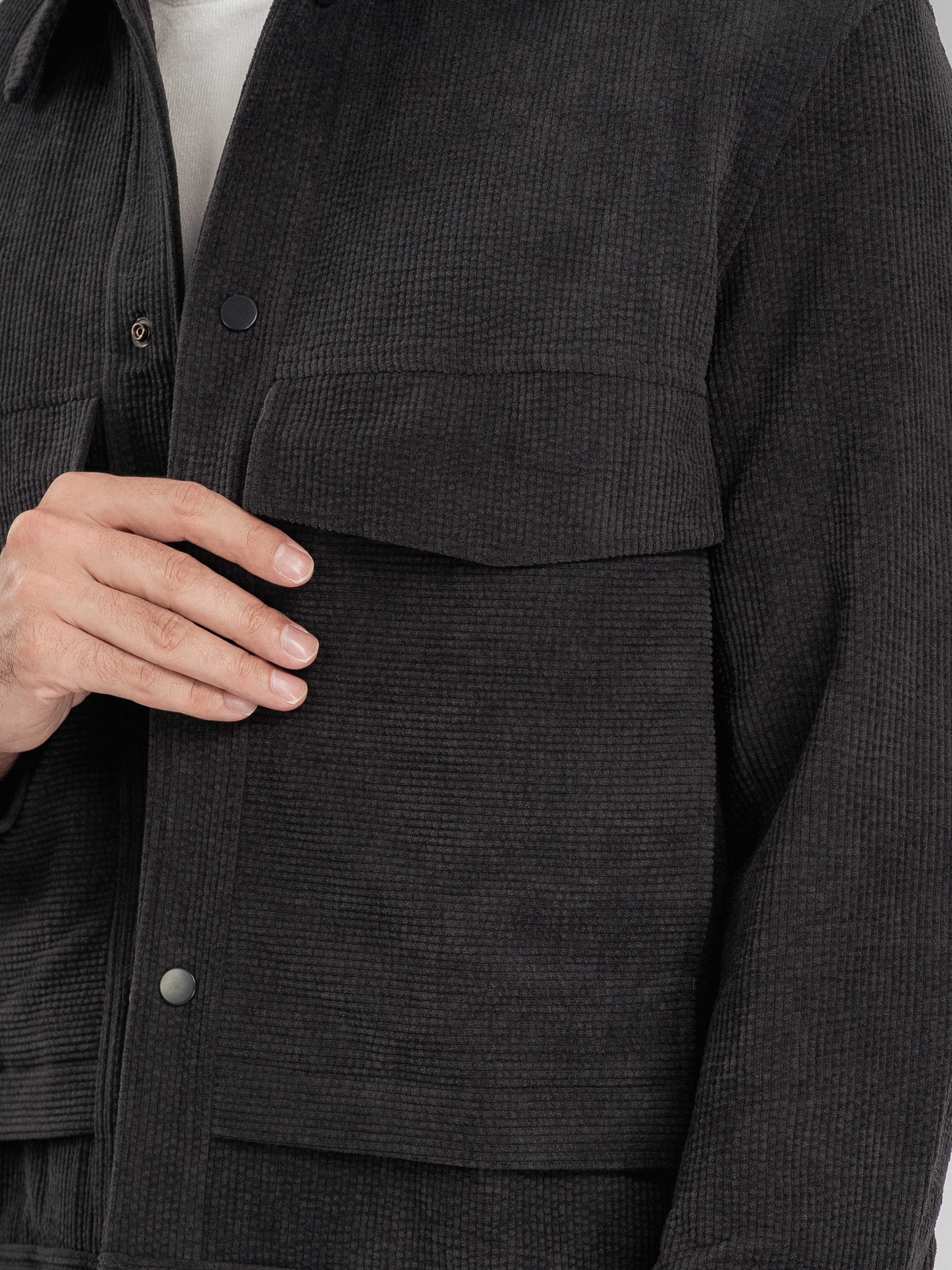 CorduroyJacketDarkGreyPocket - Zeve