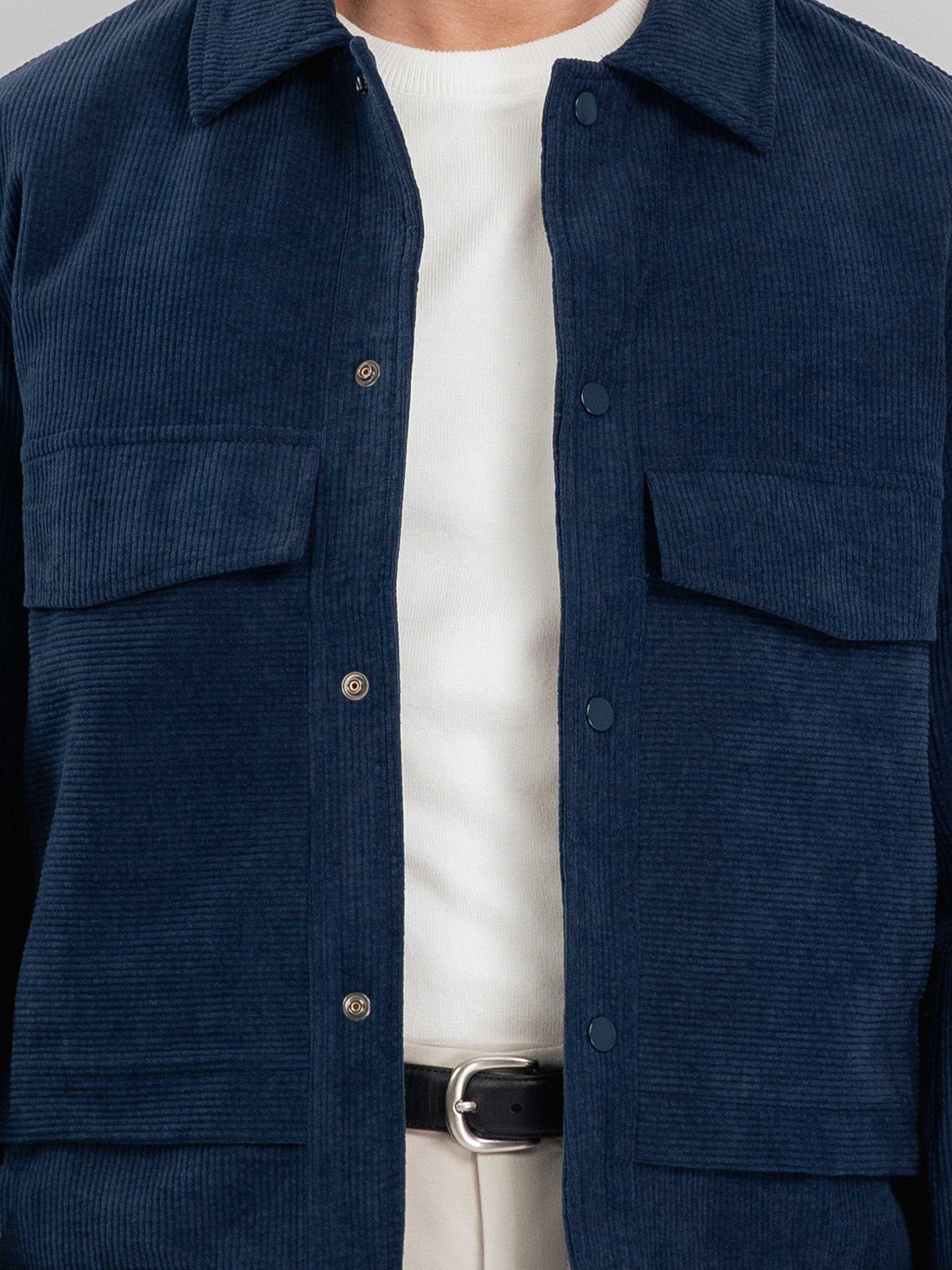 CorduroyJacketNavyButton - Zeve