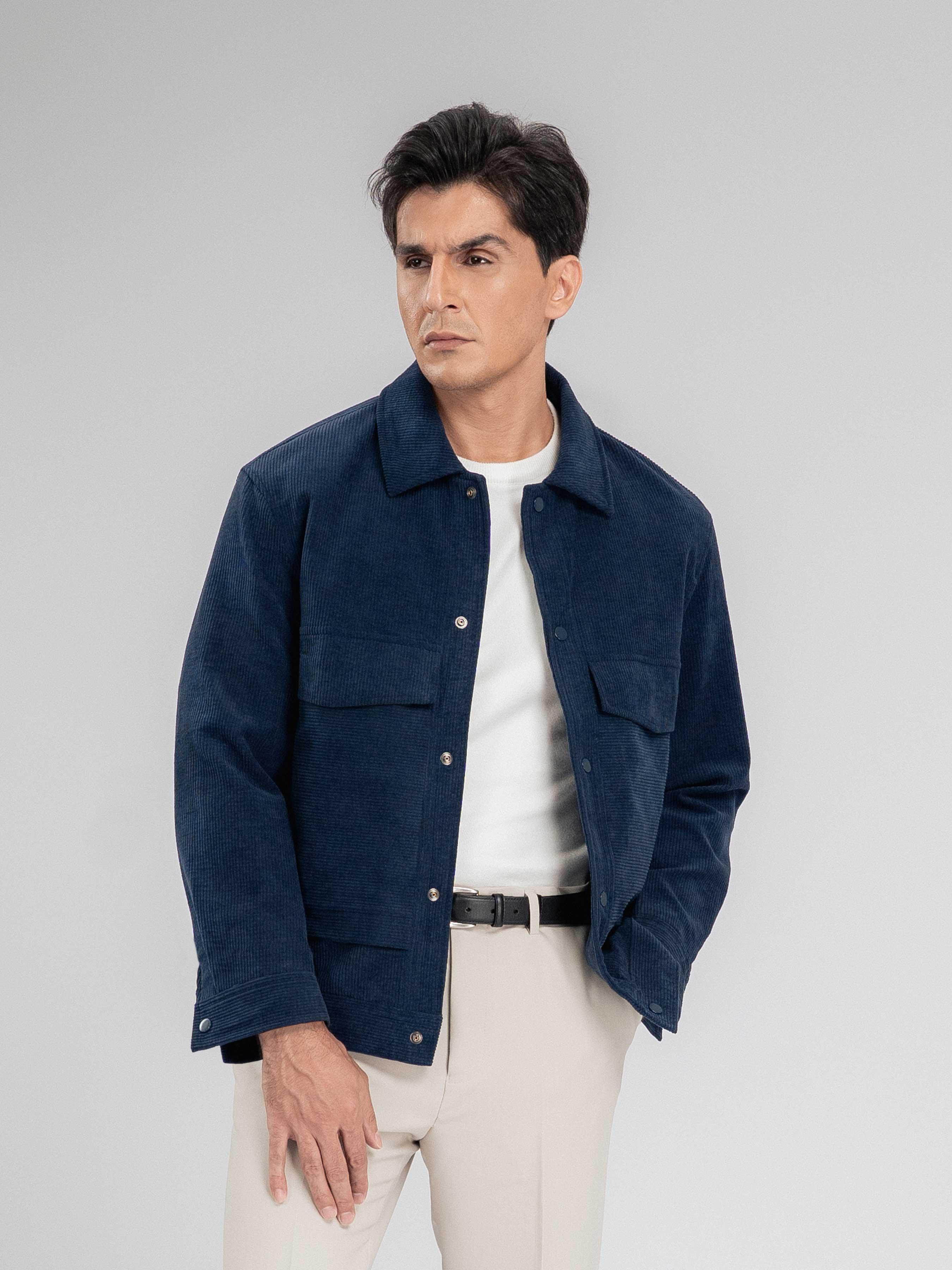 CorduroyJacketNavyHalf - Zeve