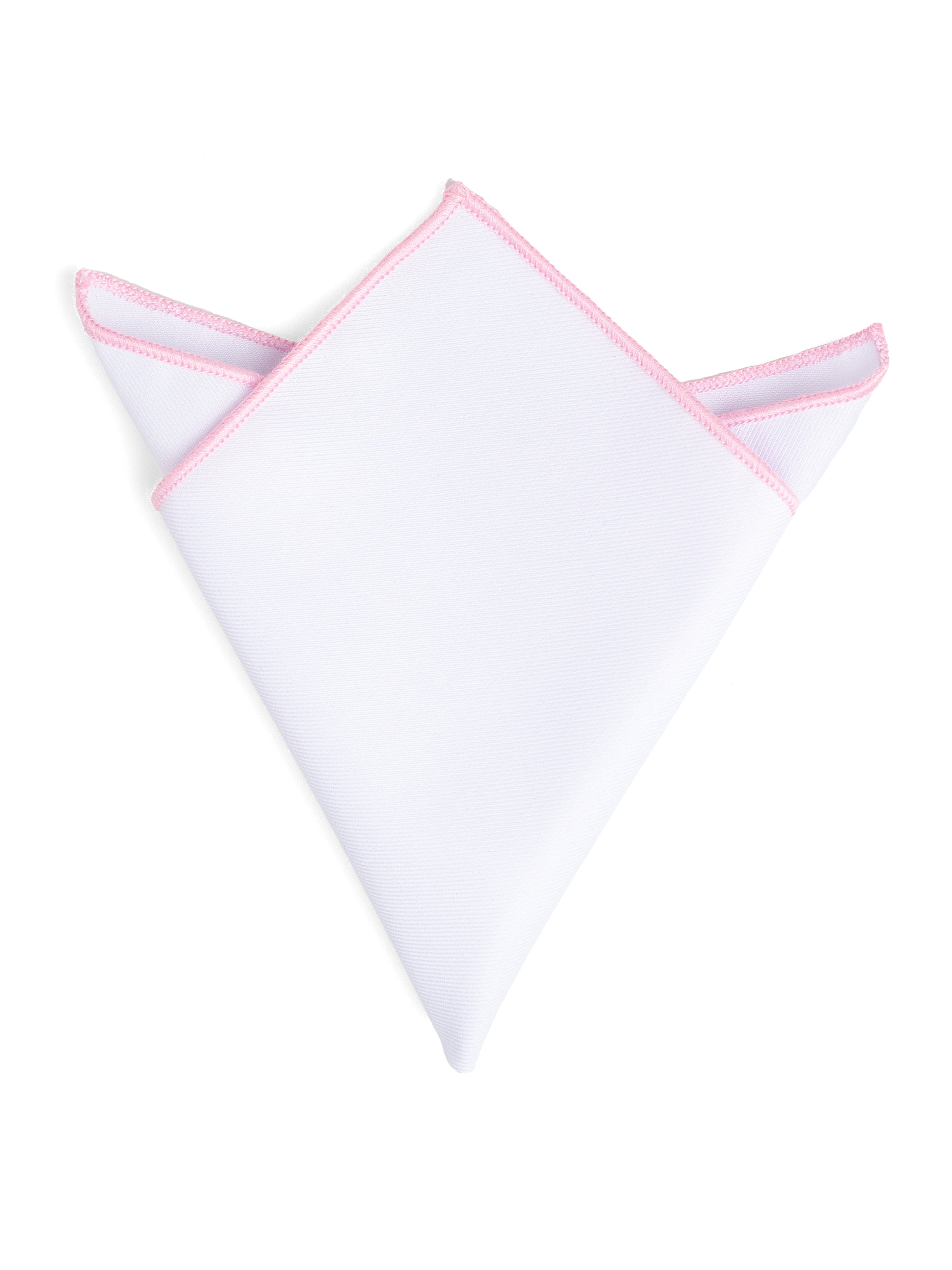 Cotton White Pocket Square with Contrast Piping