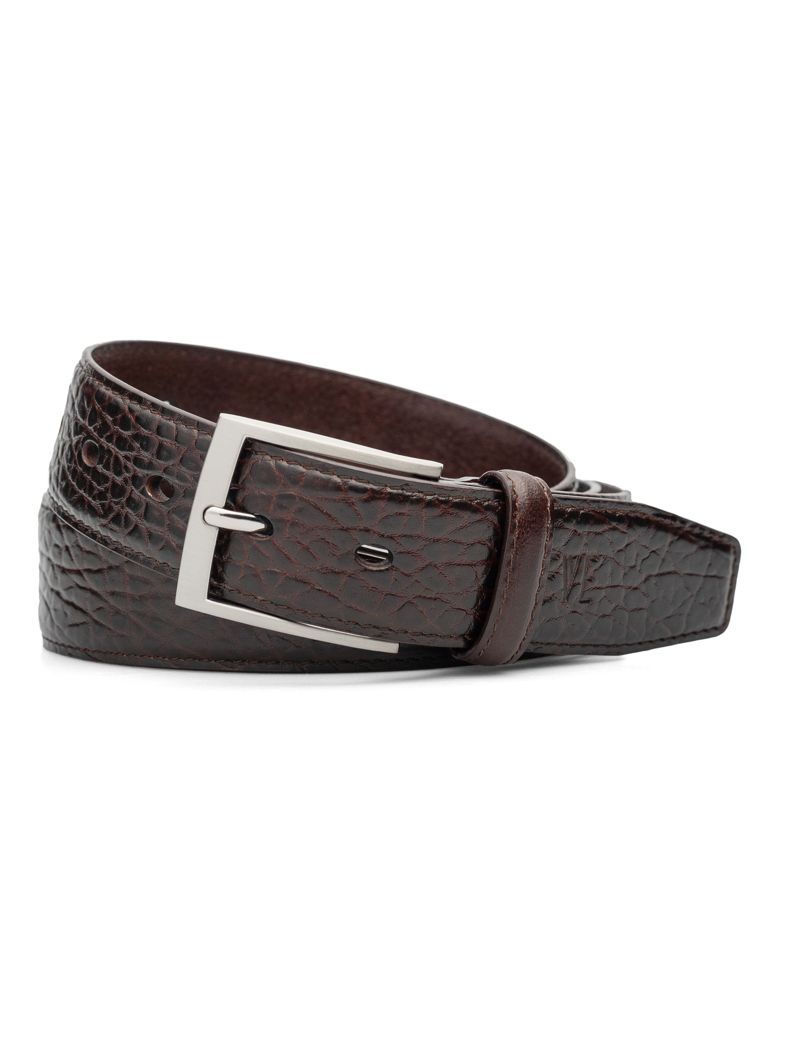 Pebble Leather Belt with Silver-toned Buckle