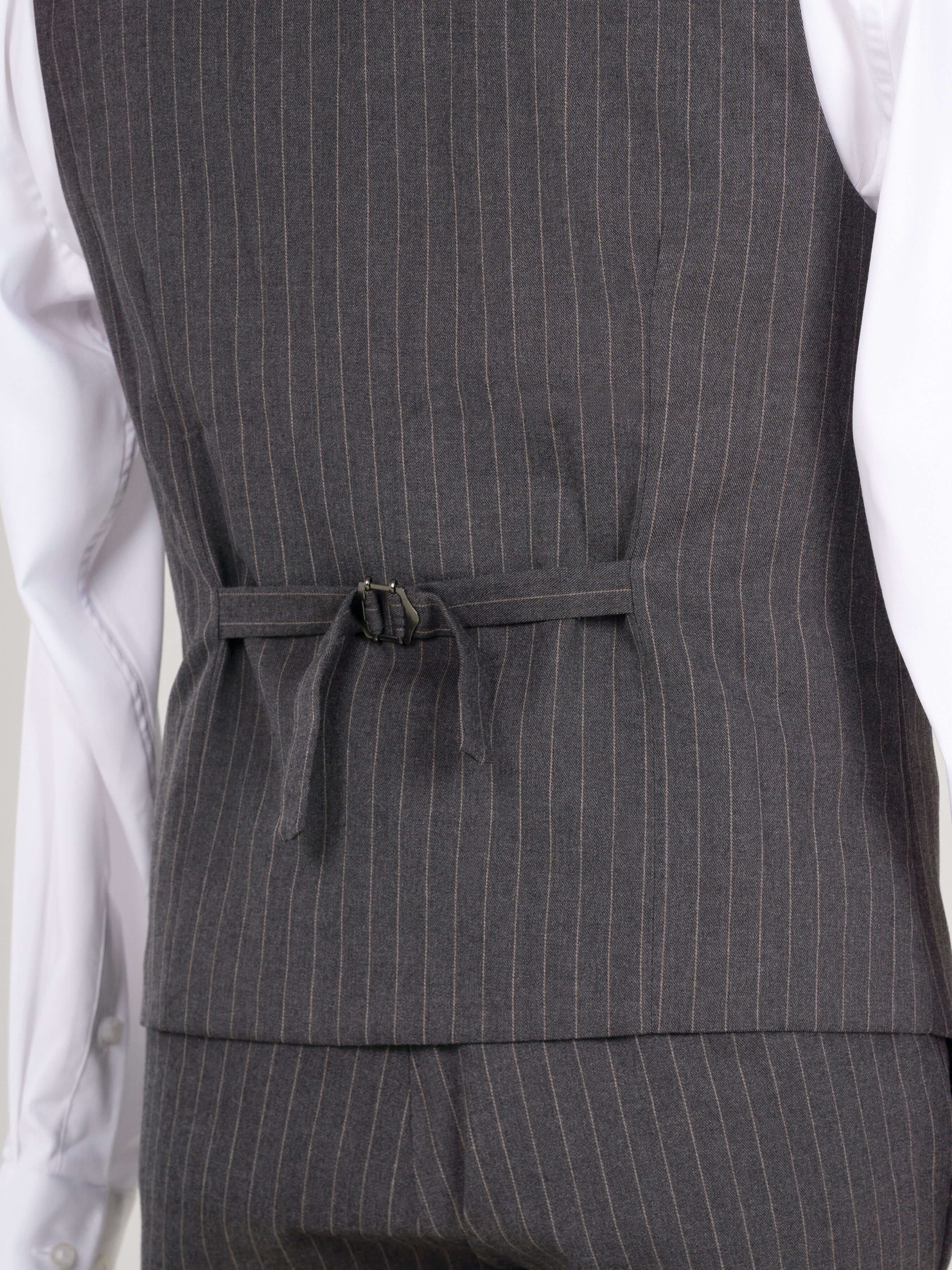 Single Row Button Vest - Dark Grey with Brown Pinstripe