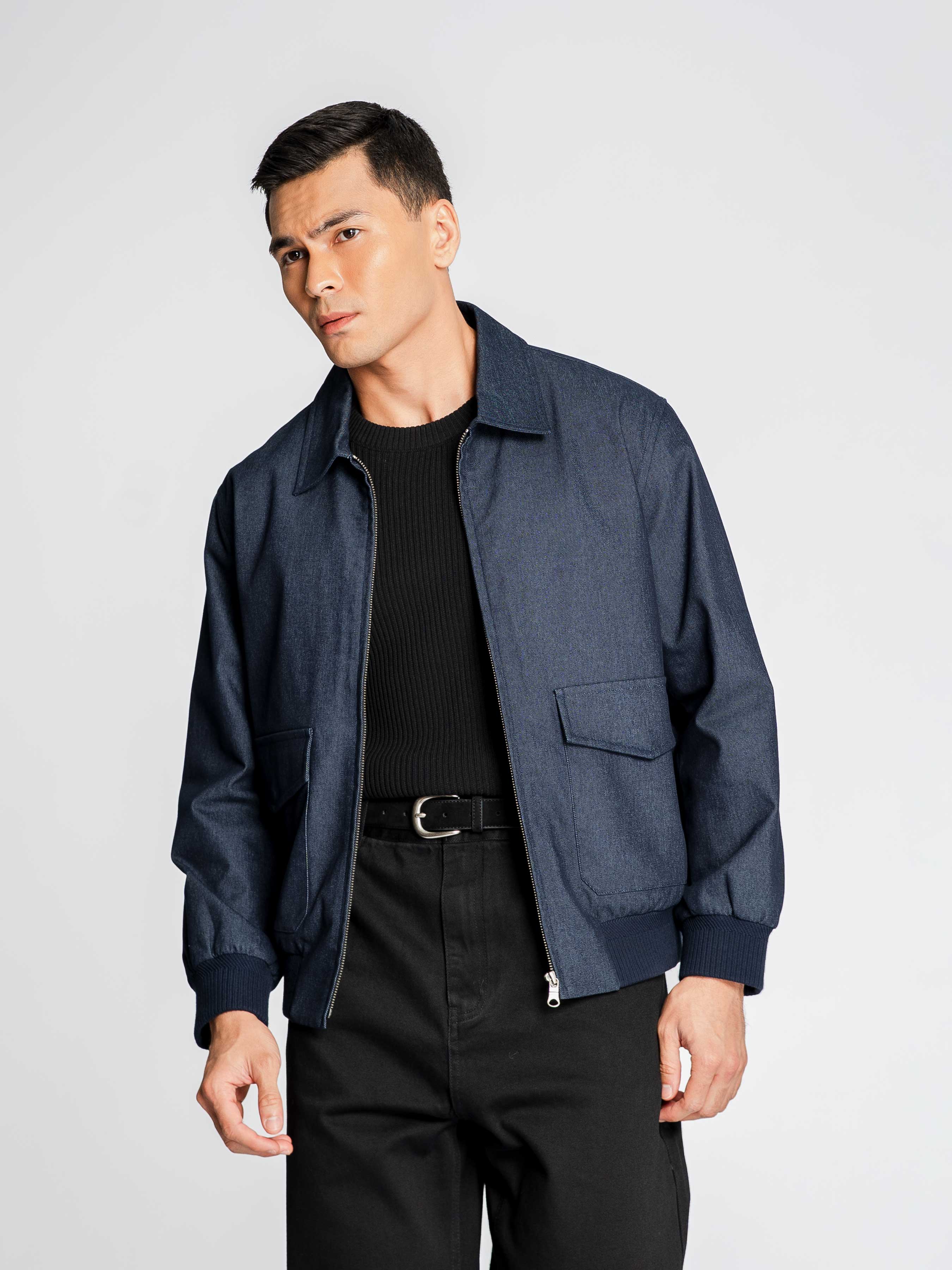 Denim Bomber Jacket - Ash Blue