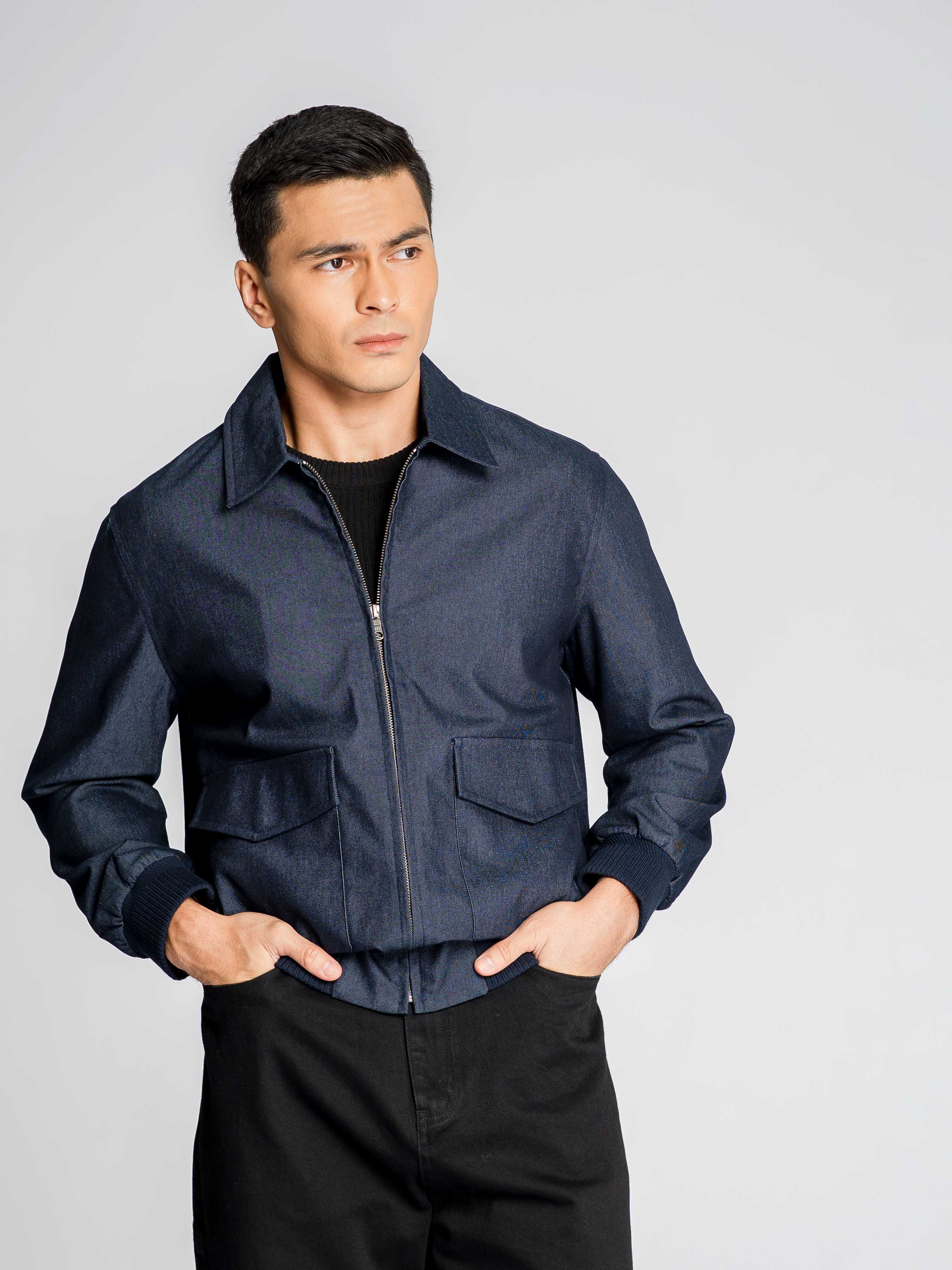 Denim Bomber Jacket - Ash Blue