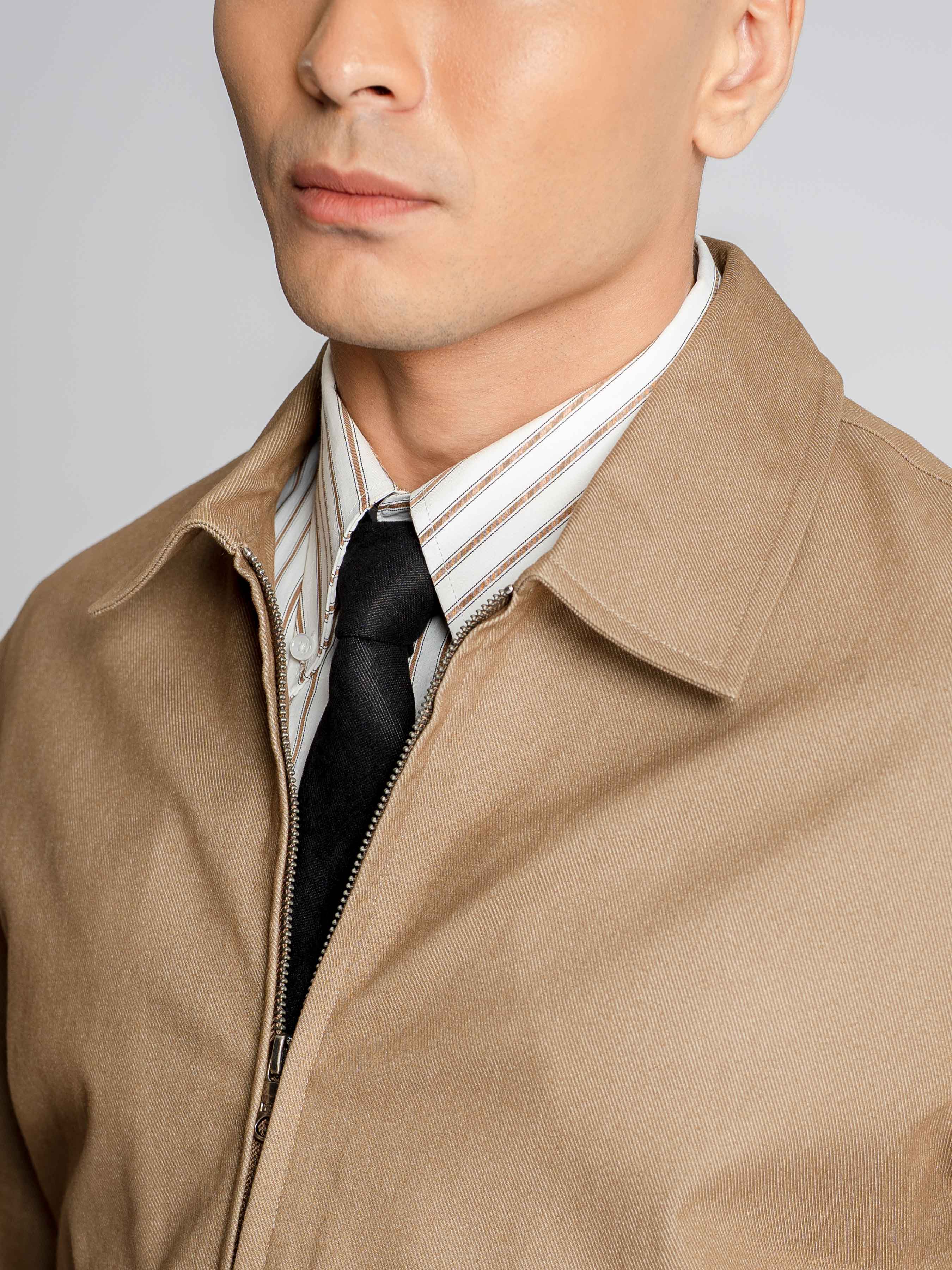 DenimBomberJacketKhakisCollar - Zeve