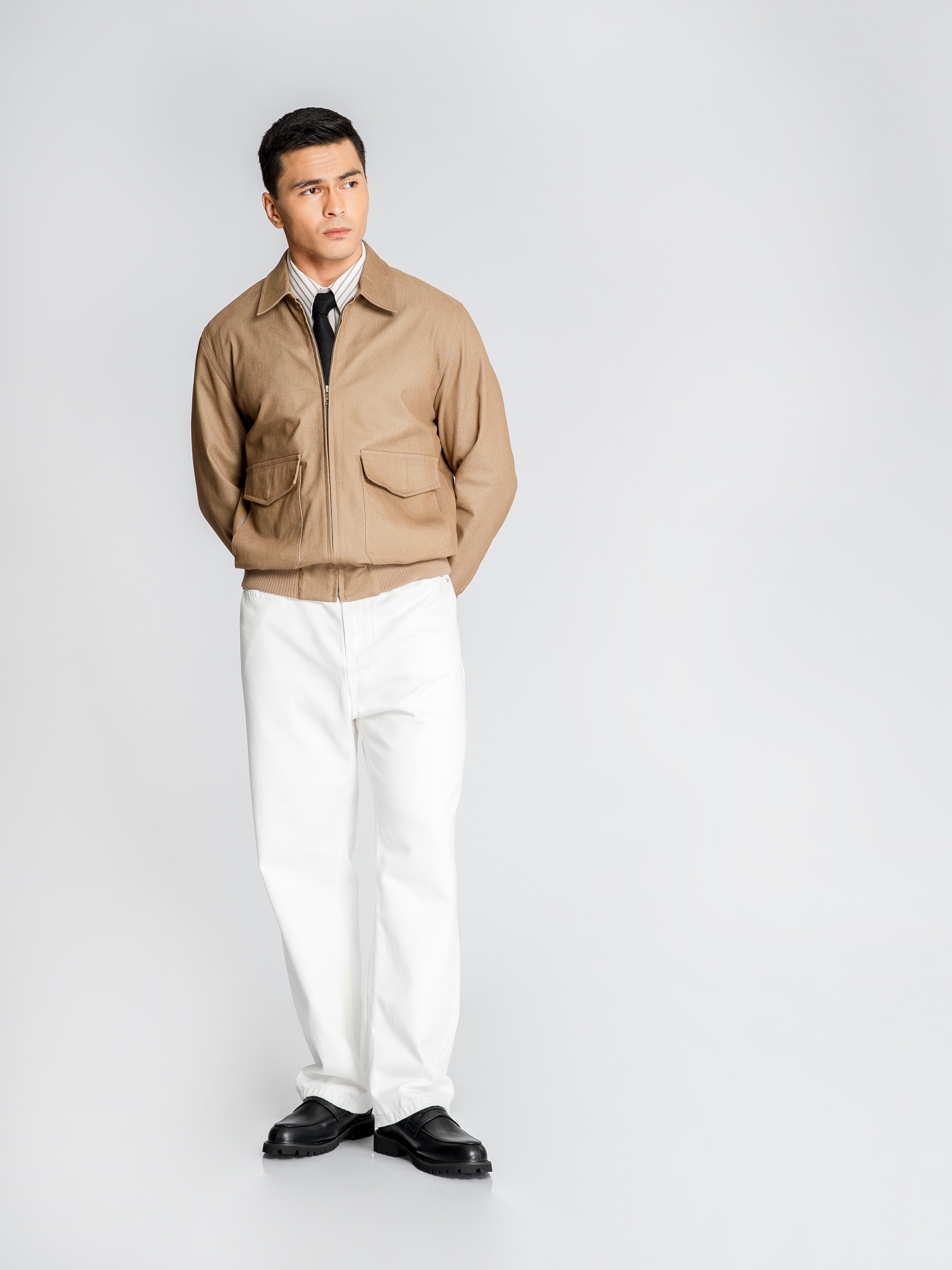 Denim Bomber Jacket - Khakis