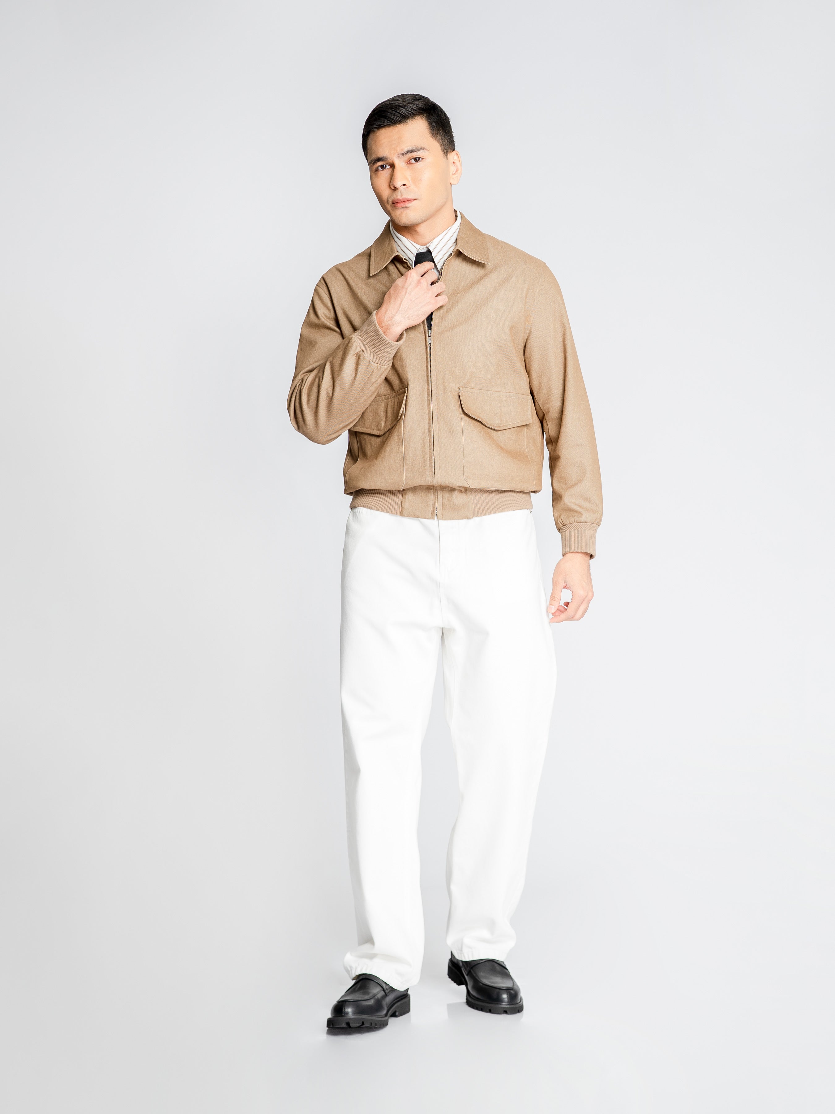 Denim Bomber Jacket - Khakis
