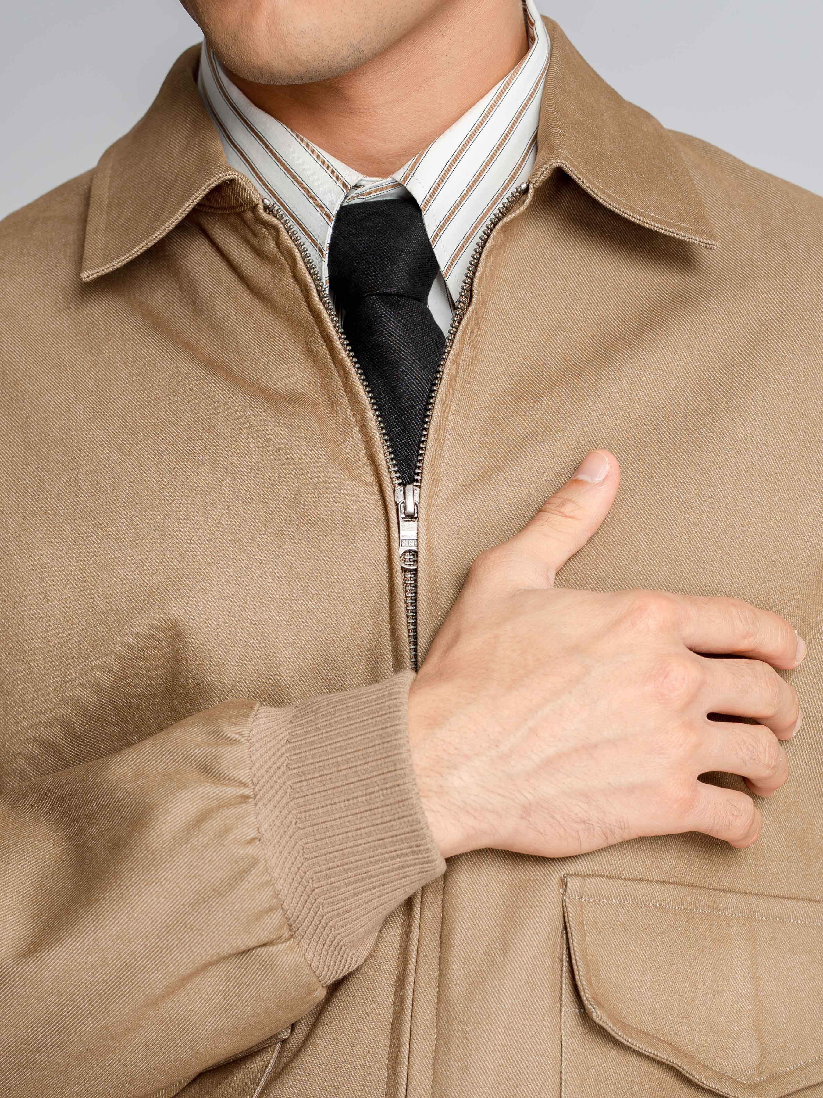 Denim Bomber Jacket - Khakis