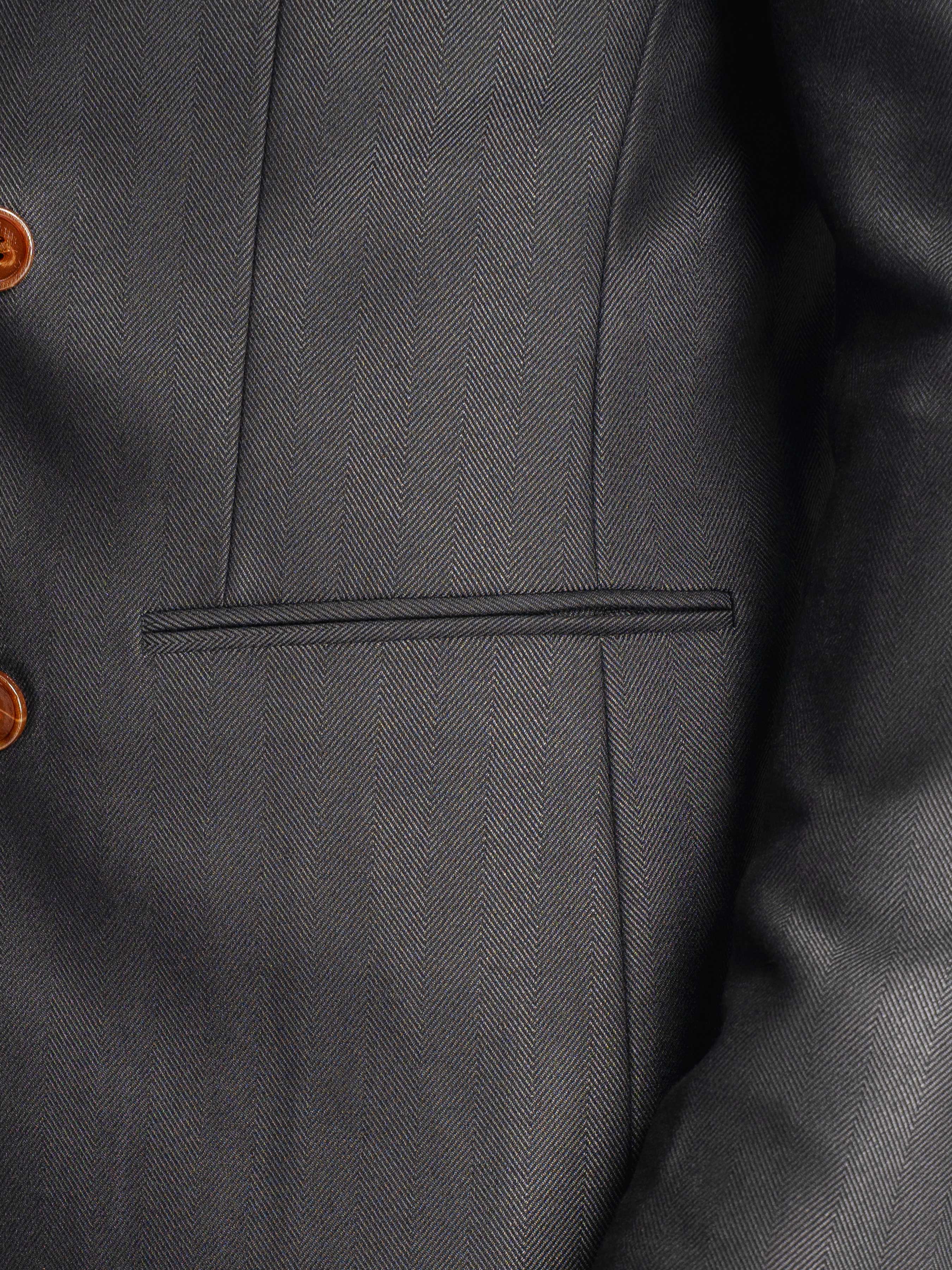 Double Breasted Suit Blazer – Grey Charcoal Shadow Stripe (Peak Lapel)