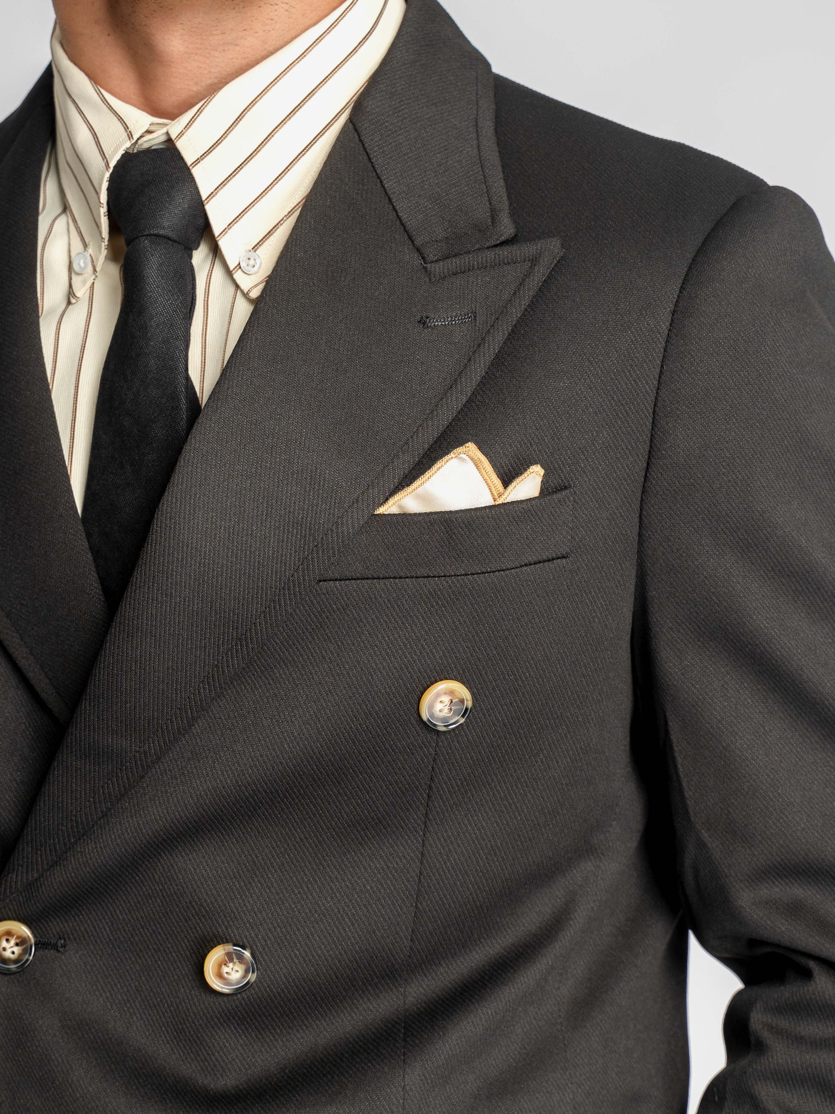 Double Breasted Suit Blazer – Onxy Black (Peak Lapel)