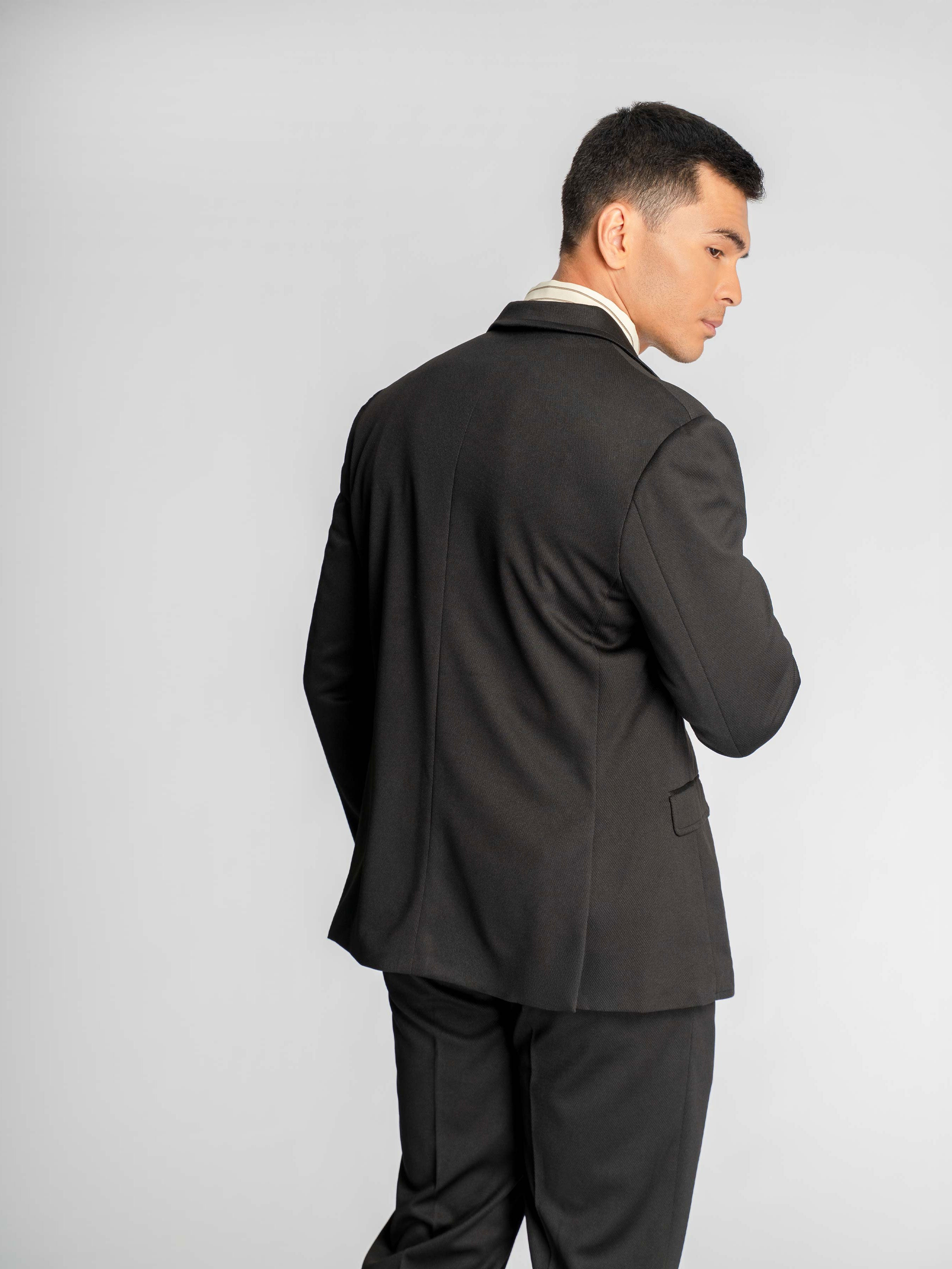 Double Breasted Suit Blazer – Onxy Black (Peak Lapel)