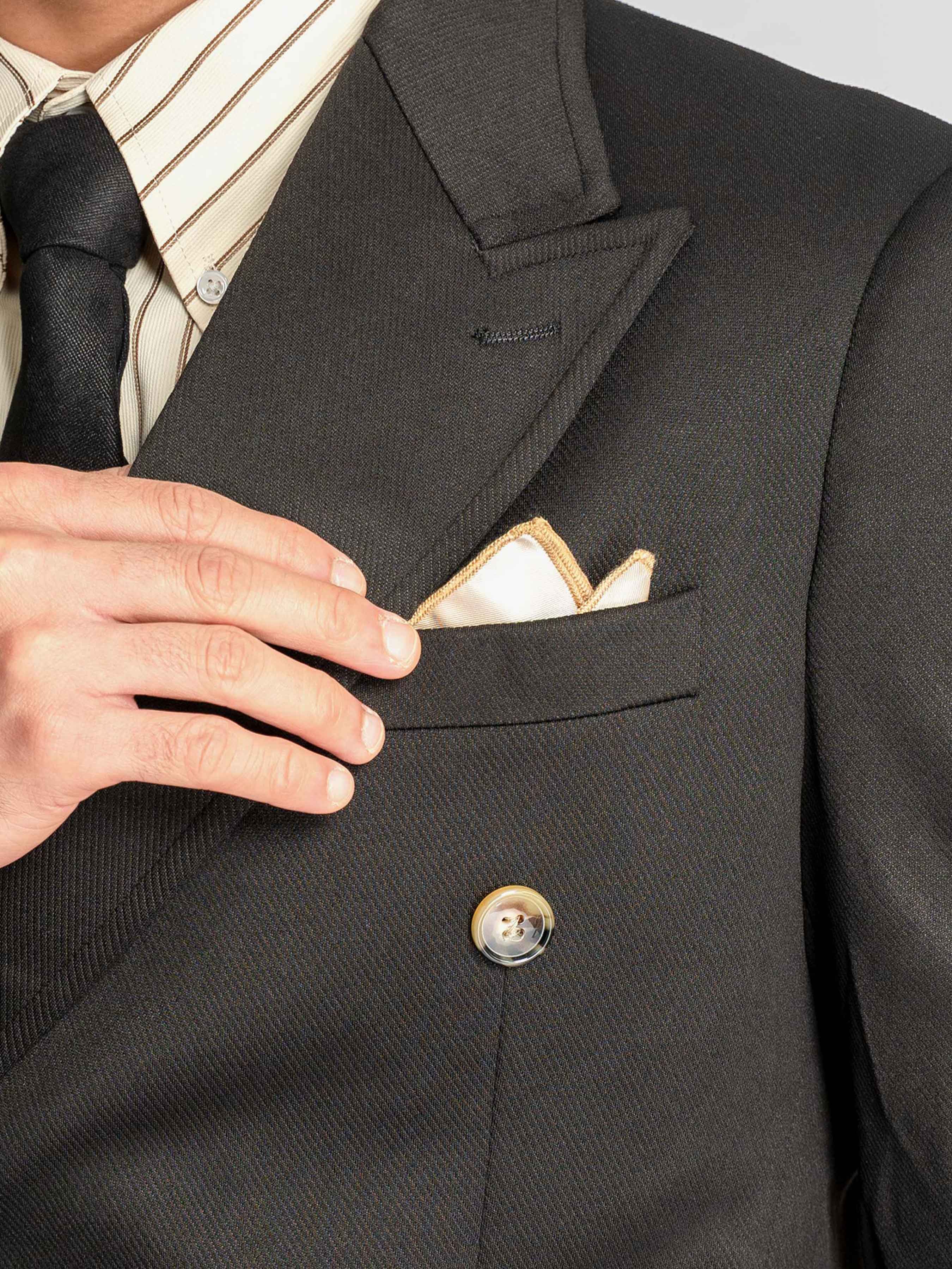 Double Breasted Suit Blazer – Onxy Black (Peak Lapel)