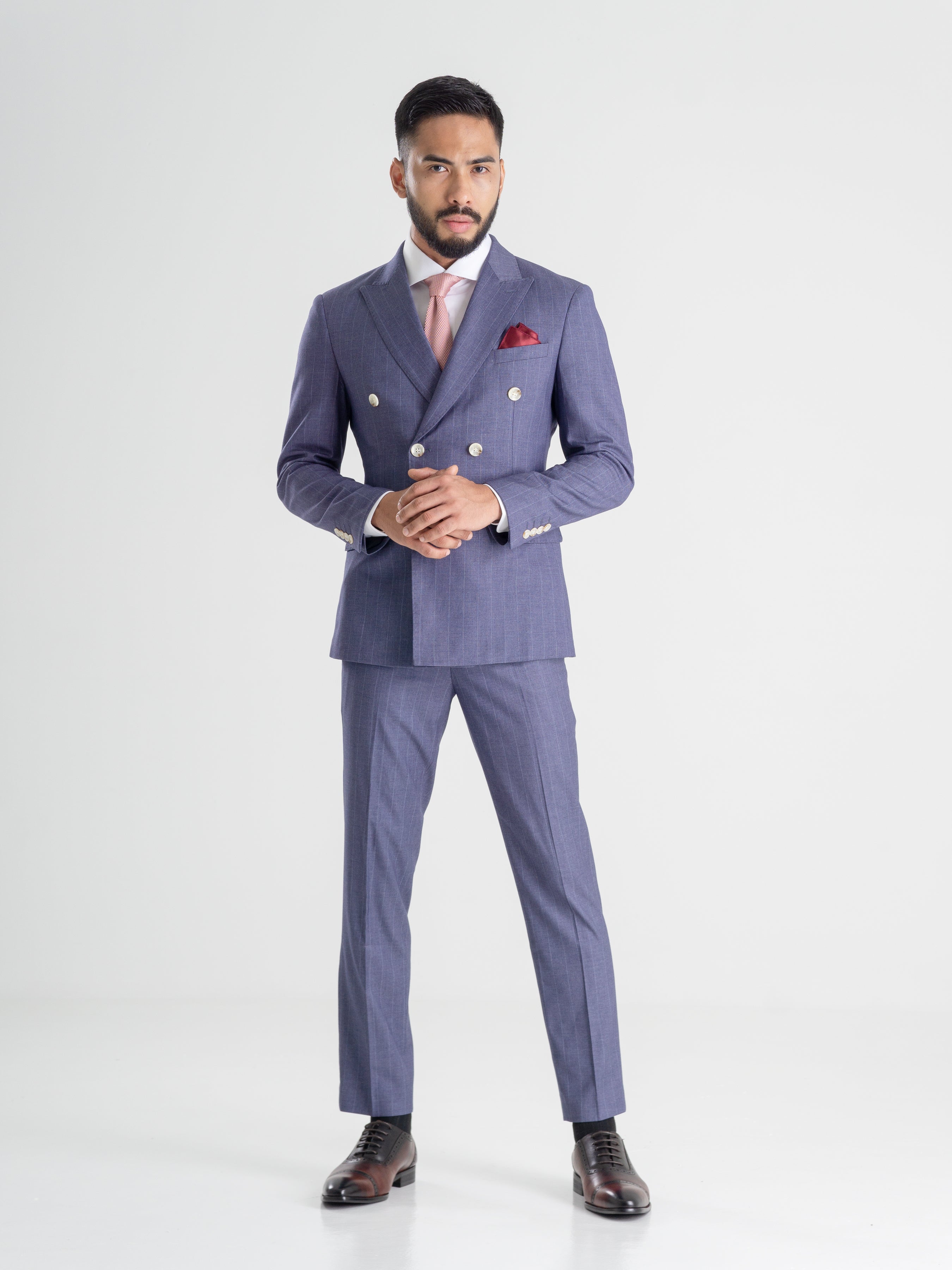 Double-Breasted-SuitIris-Blue-Stripes-_Peak-Lapel__01 - Zeve