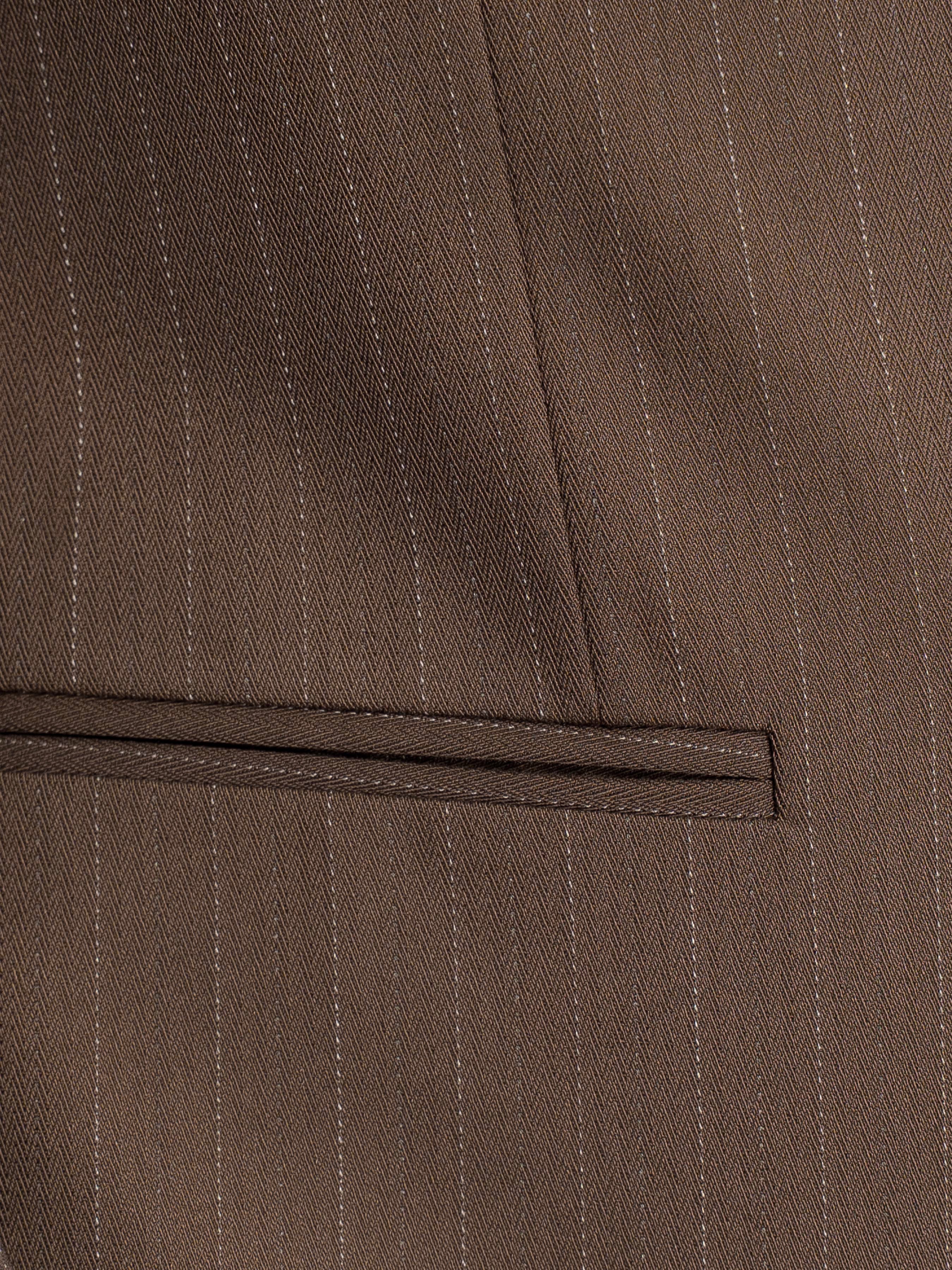 Double Breasted Suit Blazer – Dark Brown Pinstripe (Peak Lapel)