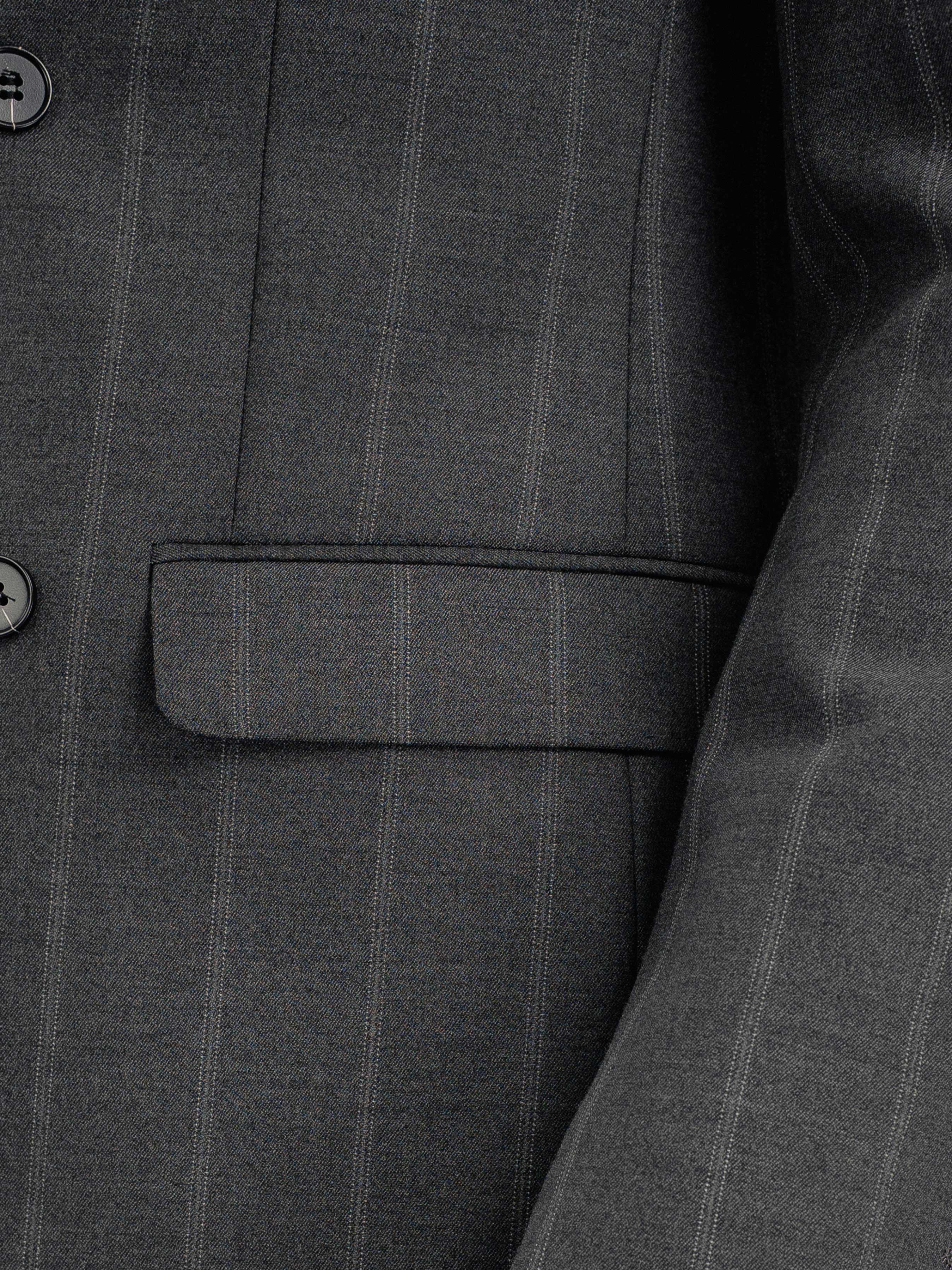 DoubleBreastedSuitBlazerDarkGreyWideStripesPeakLapelSidePocket - Zeve