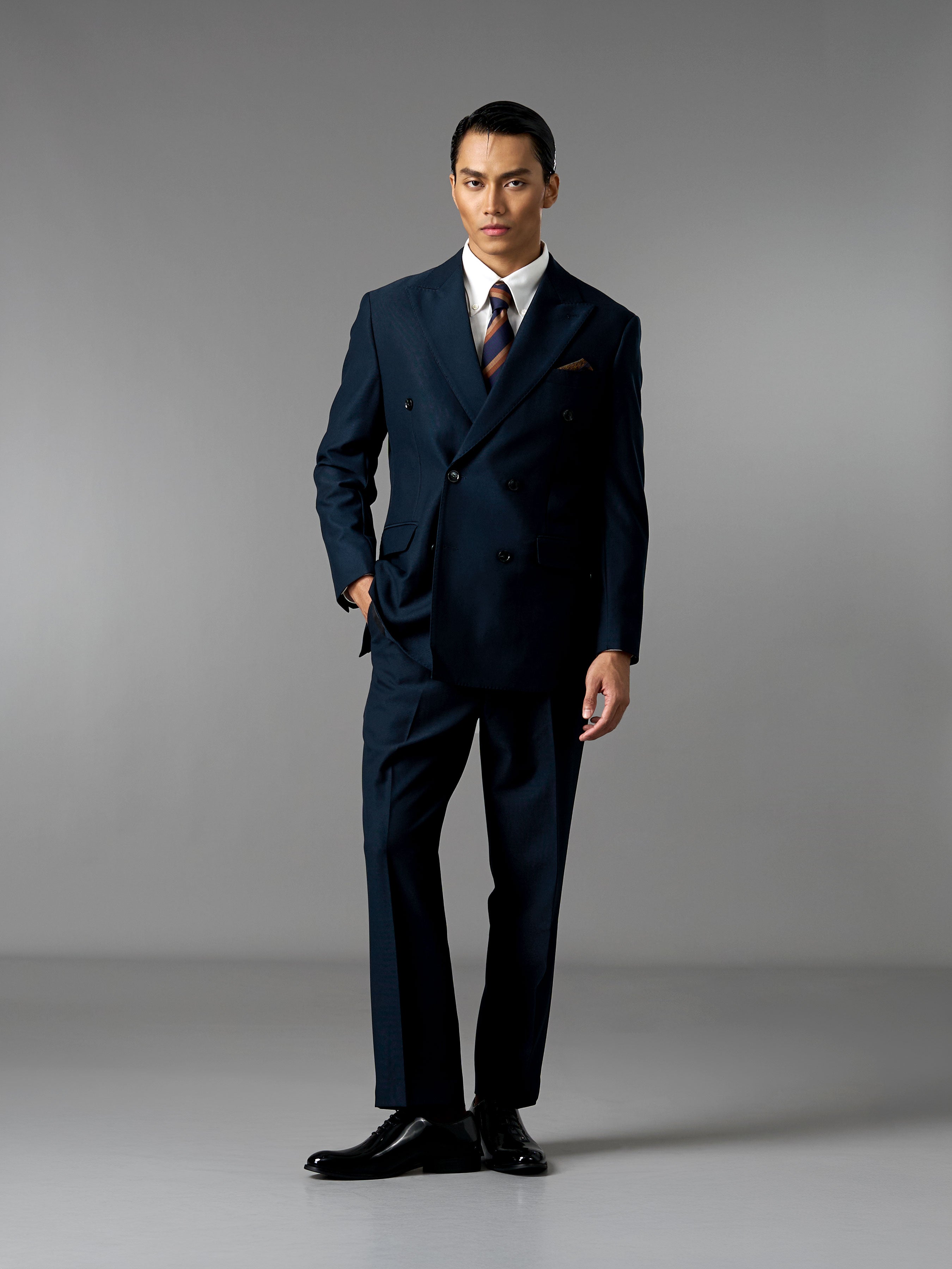 Double Breasted Suit Blazer - Deep Navy (Regular Fit)